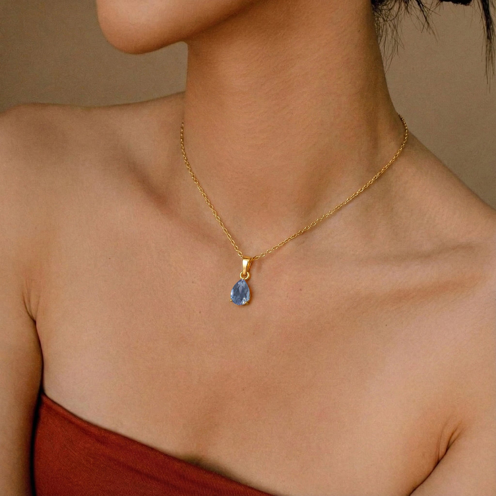 Alexandrite Pear Solitaire Teardrop Pendant Necklace in 925 Sterling Silver 9x7 MM 1.4ct