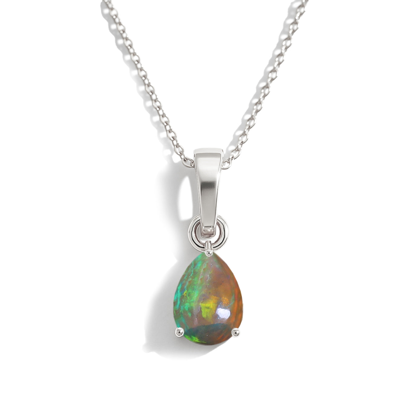 Black Opal Pear Solitaire Teardrop Pendant Necklace in 925 Sterling Silver 1.20ct