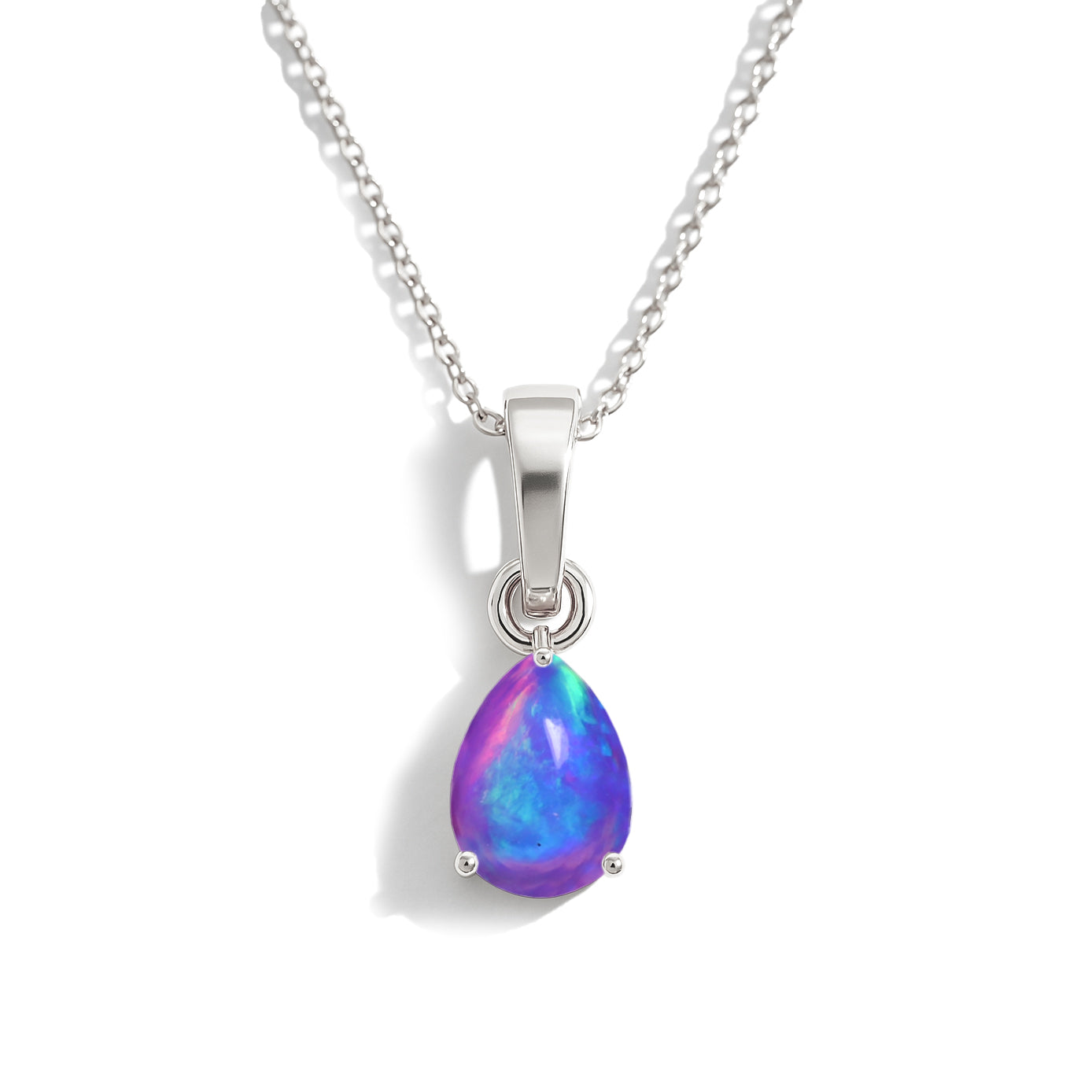 Lavender Opal Pear Teardrop Pendant Necklace in 925 Sterling Silver 1.20ct