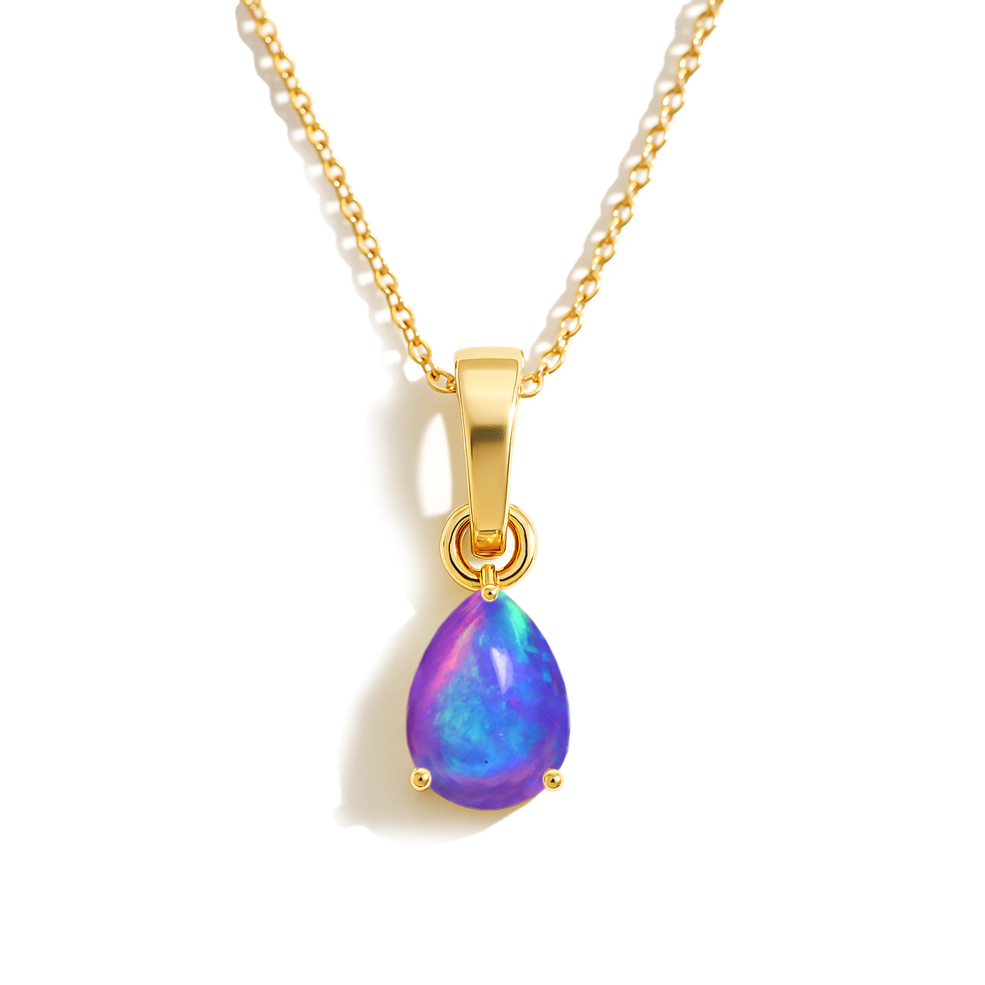 Lavender Opal Pear Teardrop Pendant Necklace in 925 Sterling Silver 1.20ct