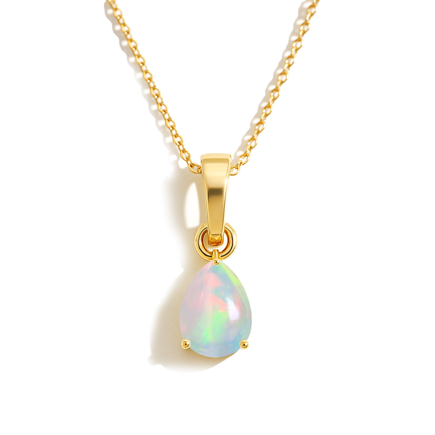 White Opal Pear Teardrop Pendant Necklace in 925 Sterling Silver 1.20ct