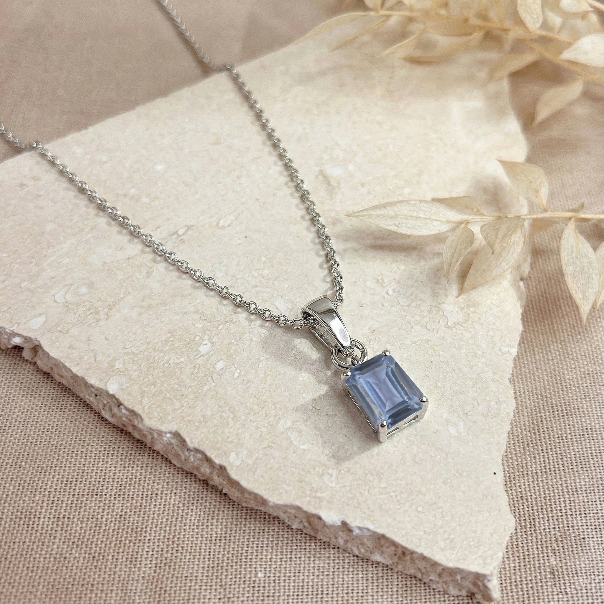 Alexandrite Octagon Solitaire Pendant Necklace in 925 Sterling Silver 9x7 MM 1.4ct