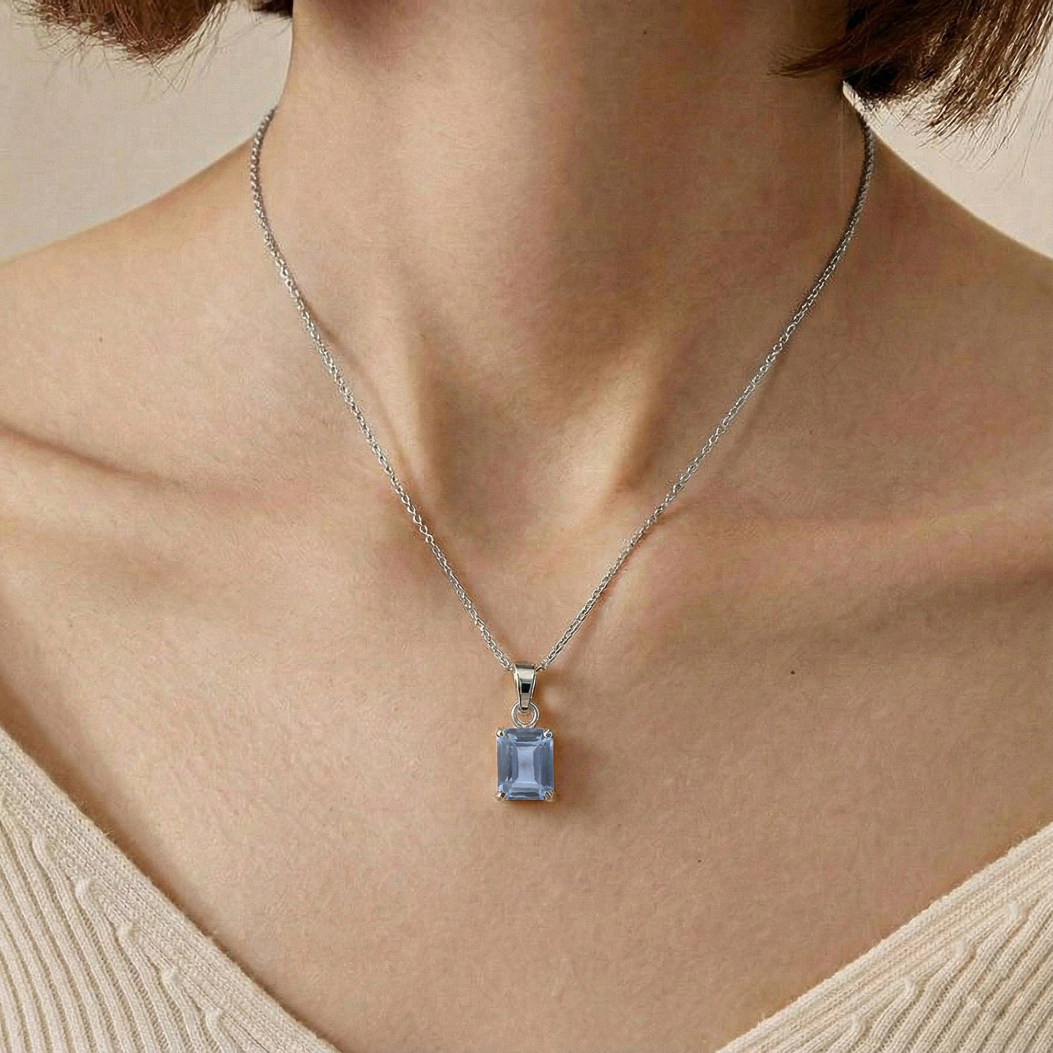 Alexandrite Octagon Solitaire Pendant Necklace in 925 Sterling Silver 9x7 MM 1.4ct