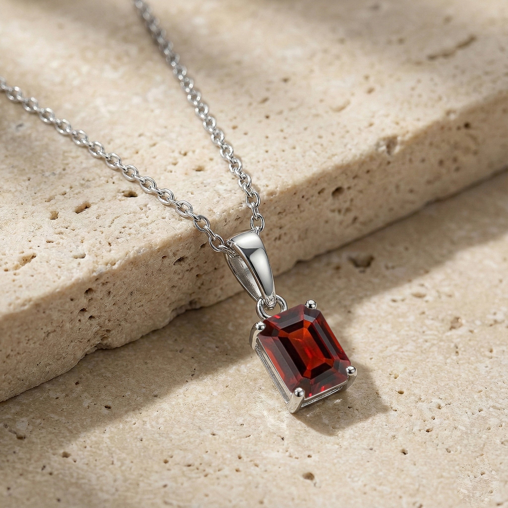 Sterling silver pendant necklace geometric octagon style