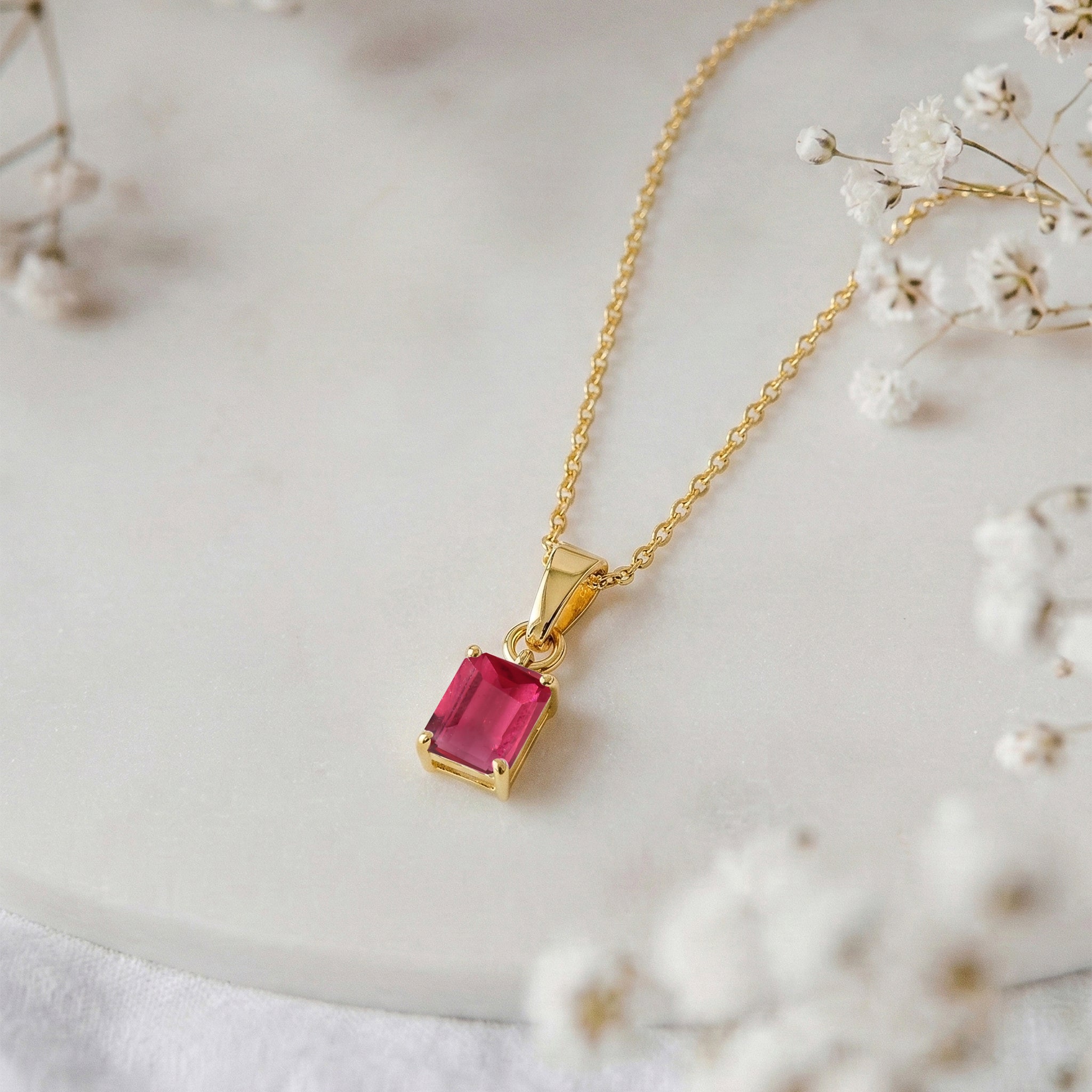 Pink Tourmaline Octagon Solitaire Pendant Necklace in 925 Sterling Silver 9x7 MM 1.4ct