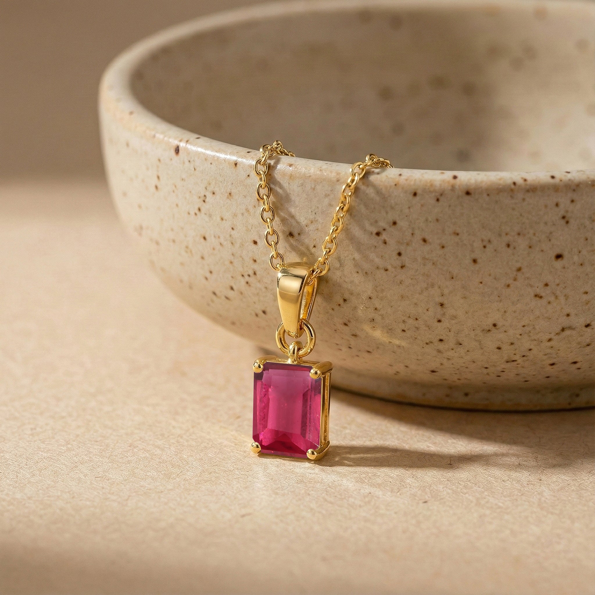 Pink Tourmaline Octagon Solitaire Pendant Necklace in 925 Sterling Silver 9x7 MM 1.4ct