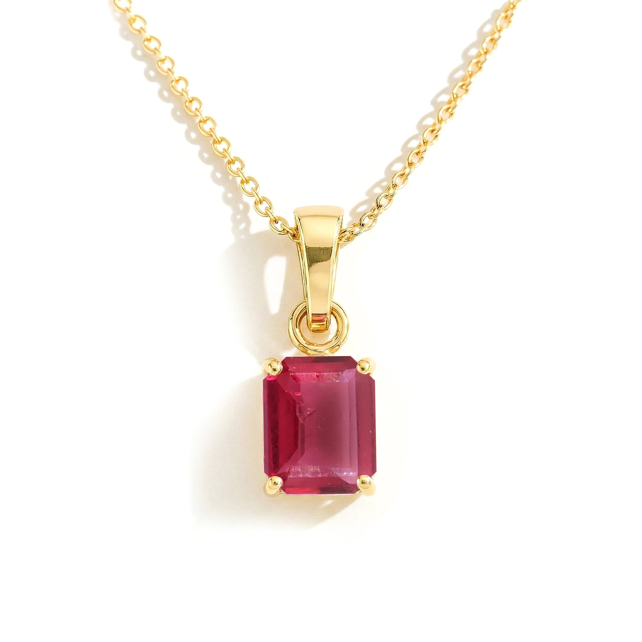 Pink Tourmaline Octagon Solitaire Pendant Necklace in 925 Sterling Silver 9x7 MM 1.4ct