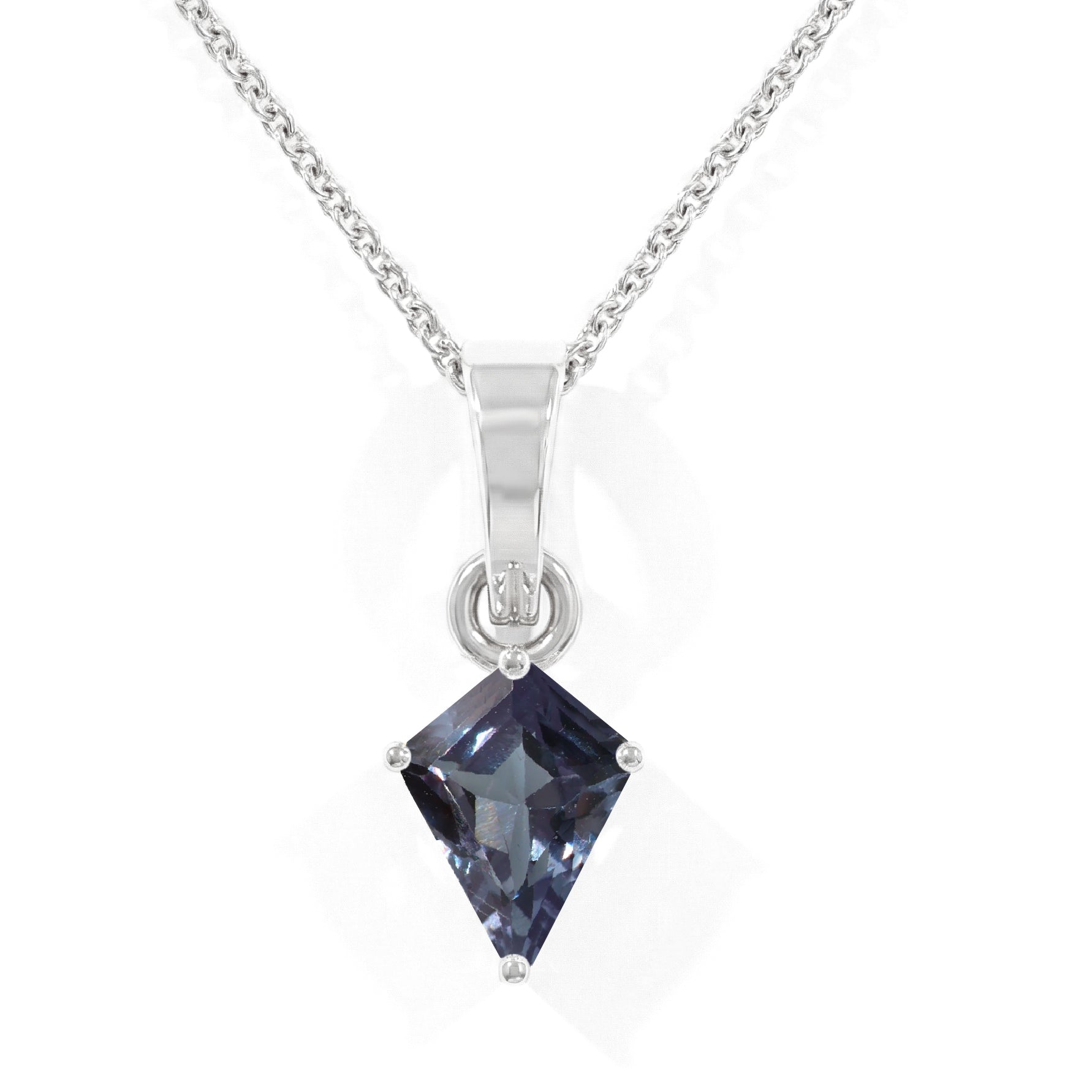 Kite solitaire alexandrite pendant necklace silver