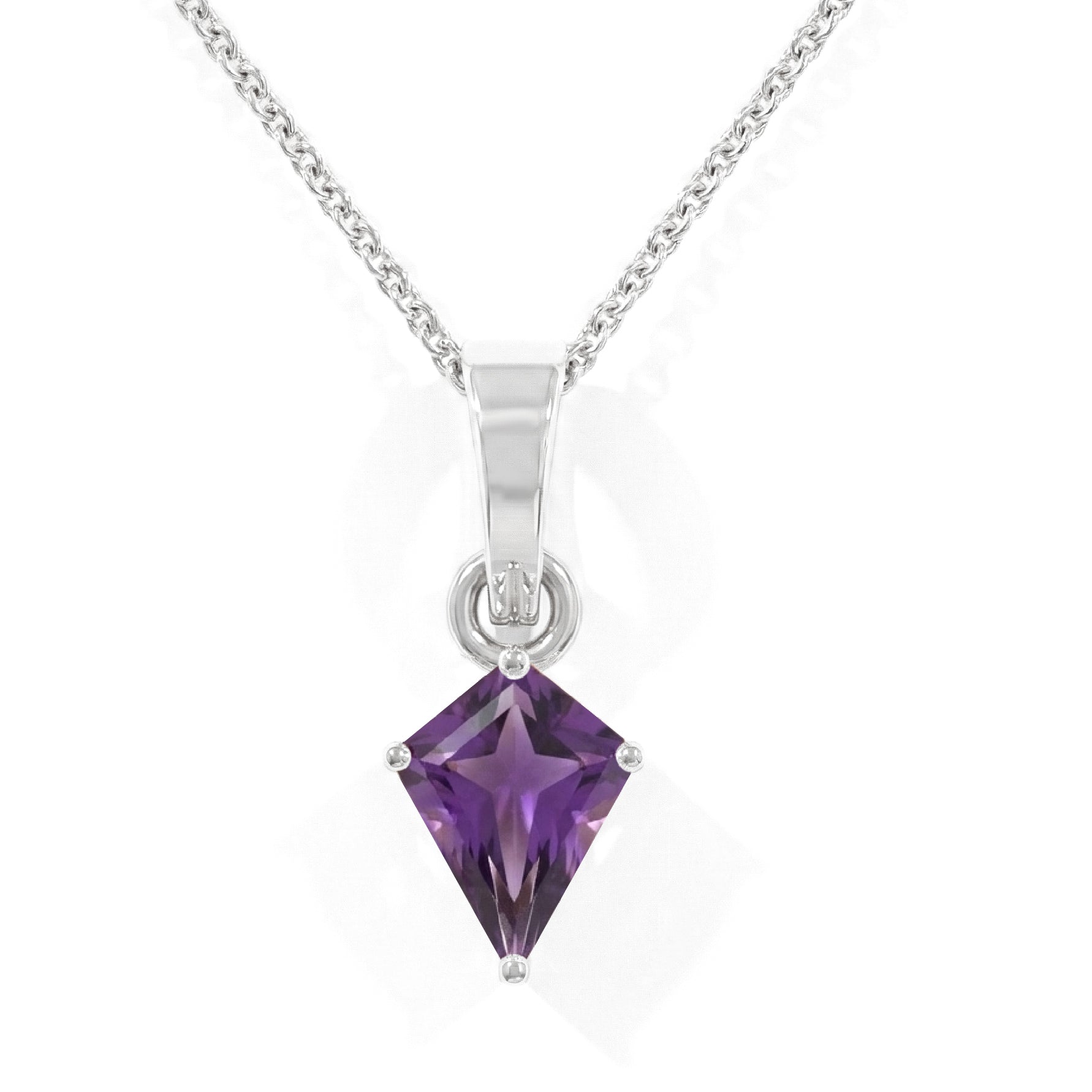 Natural Amethyst Kite Solitaire Pendant Necklace in 925 Sterling Silver 1.4ct