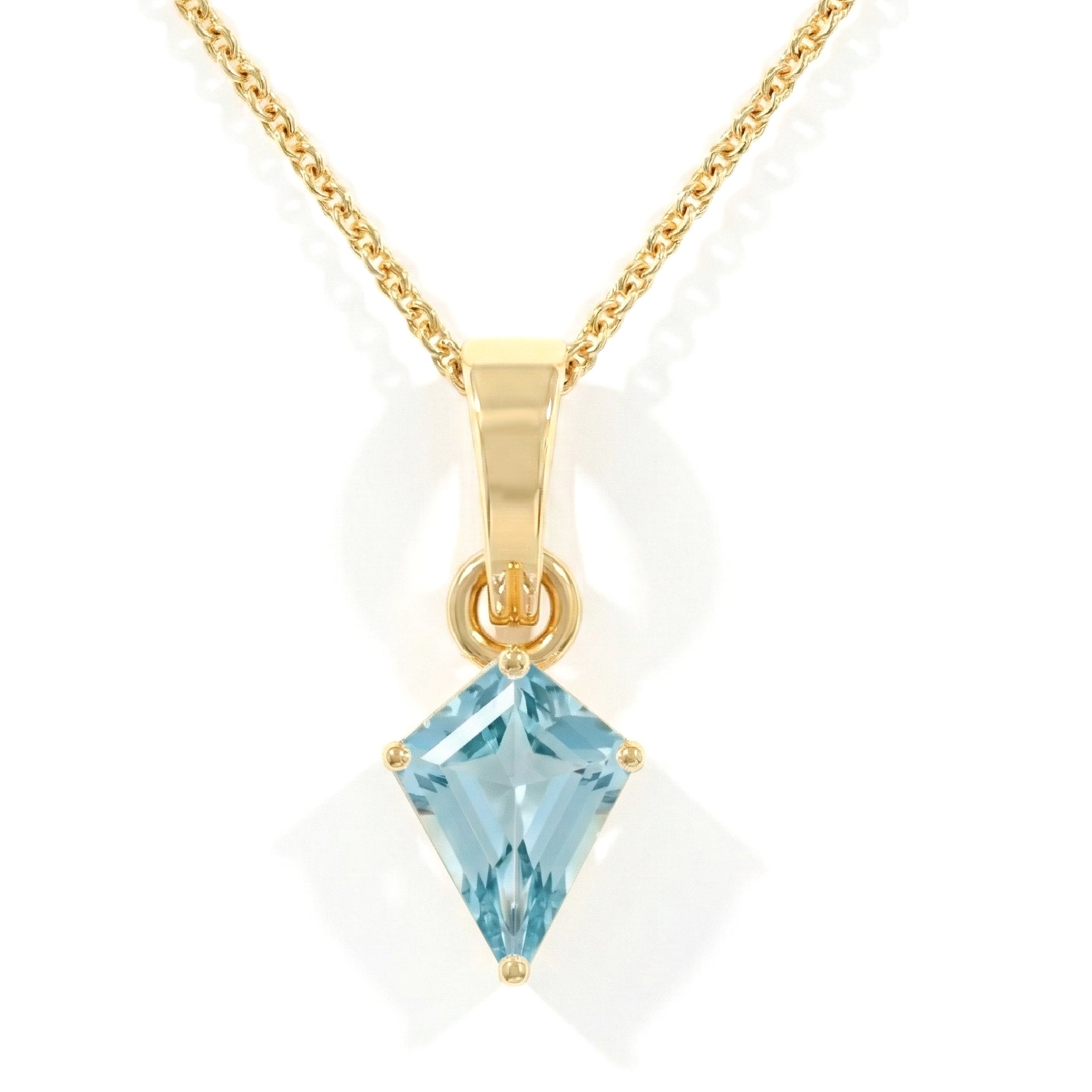 Aquamarine Kite Solitaire Pendant Necklace in Yellow Gold Plated 1.4ct