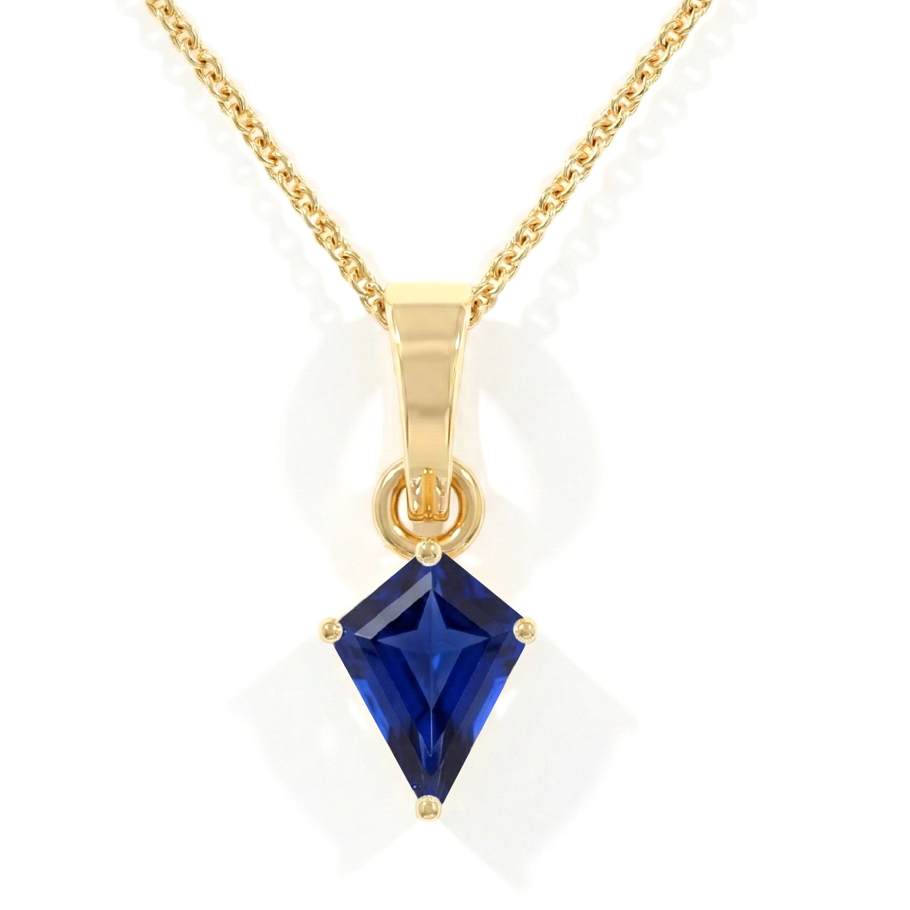 Blue Sapphire Solitaire Kite Pendant Necklace in 925 Sterling Silver 1.4ct