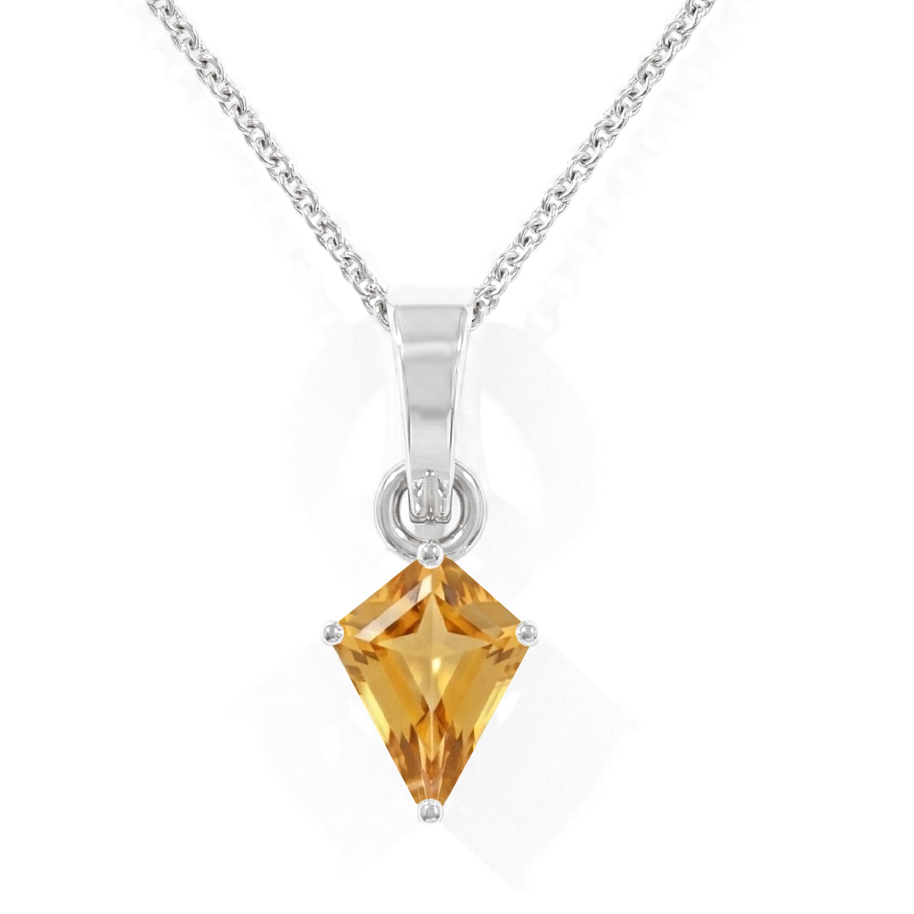 Natural Citrine Kite Solitaire Pendant Necklace in 925 Sterling Silver 1.4ct