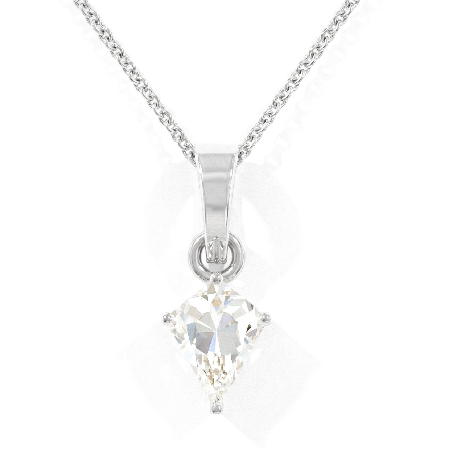 Cubic Zirconia Kite Solitaire Pendant Necklace in 925 Sterling Silver 1.4ct
