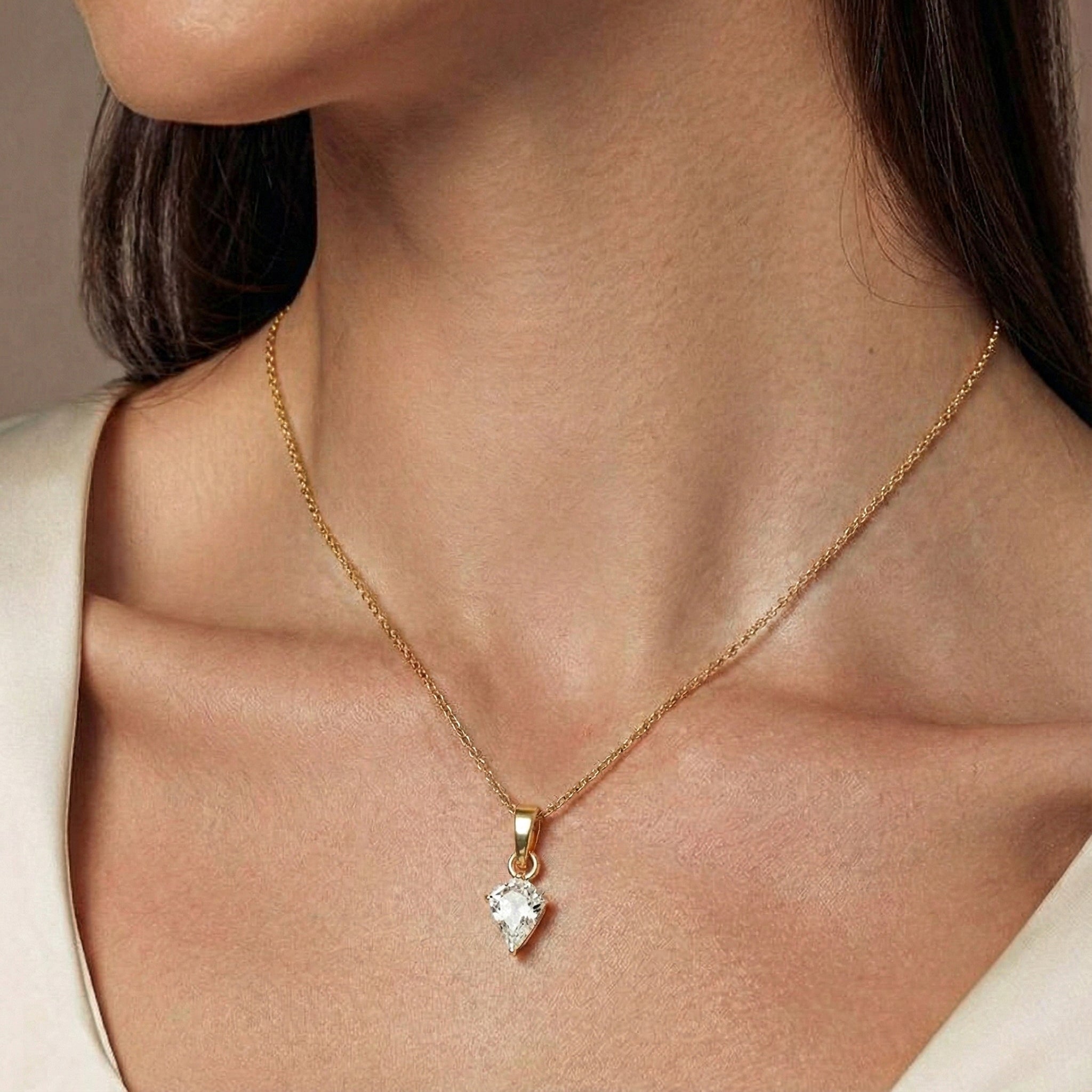 Cubic Zirconia Kite Solitaire Pendant Necklace in 925 Sterling Silver 1.4ct