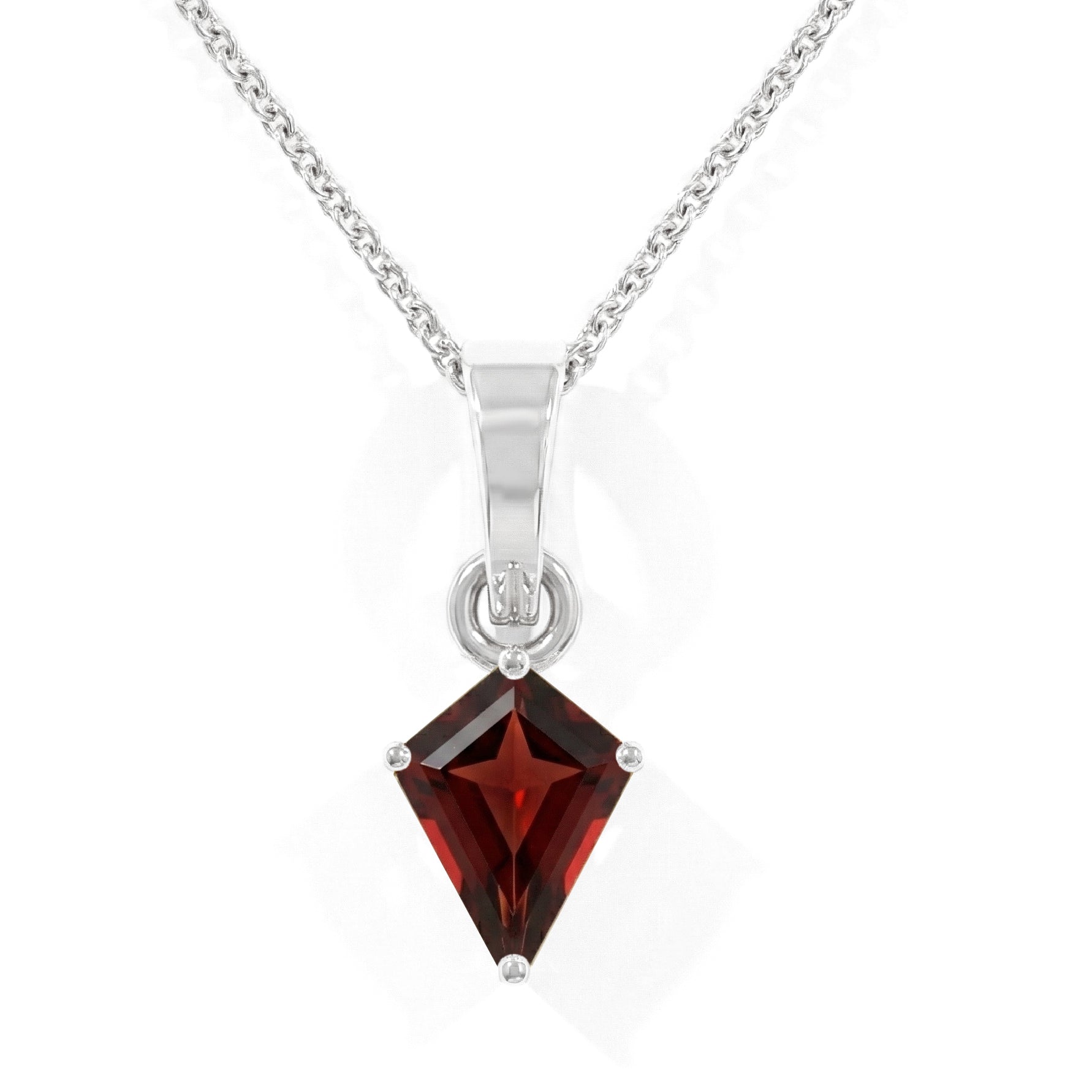 Natural Garnet Kite Solitaire Pendant Necklace in 925 Sterling Silver 1.4ct