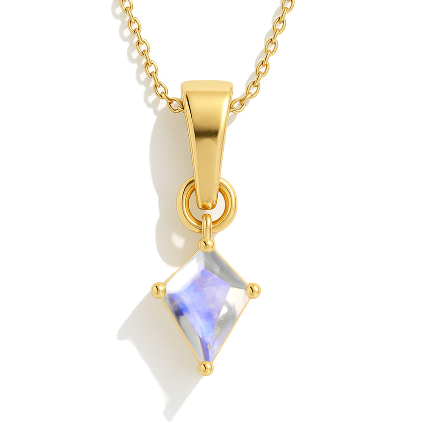 Moonstone Kite Pendant Necklace in 925 Sterling Silver 7x9mm Stone 1.40ct
