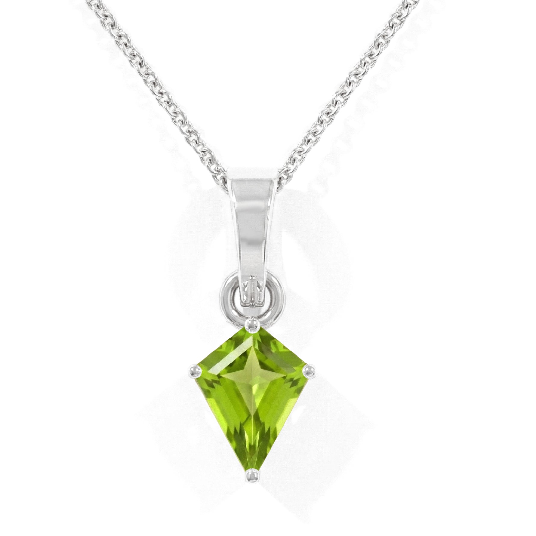 Natural Peridot Kite Solitaire Pendant Necklace in 925 Sterling Silver 1.4ct