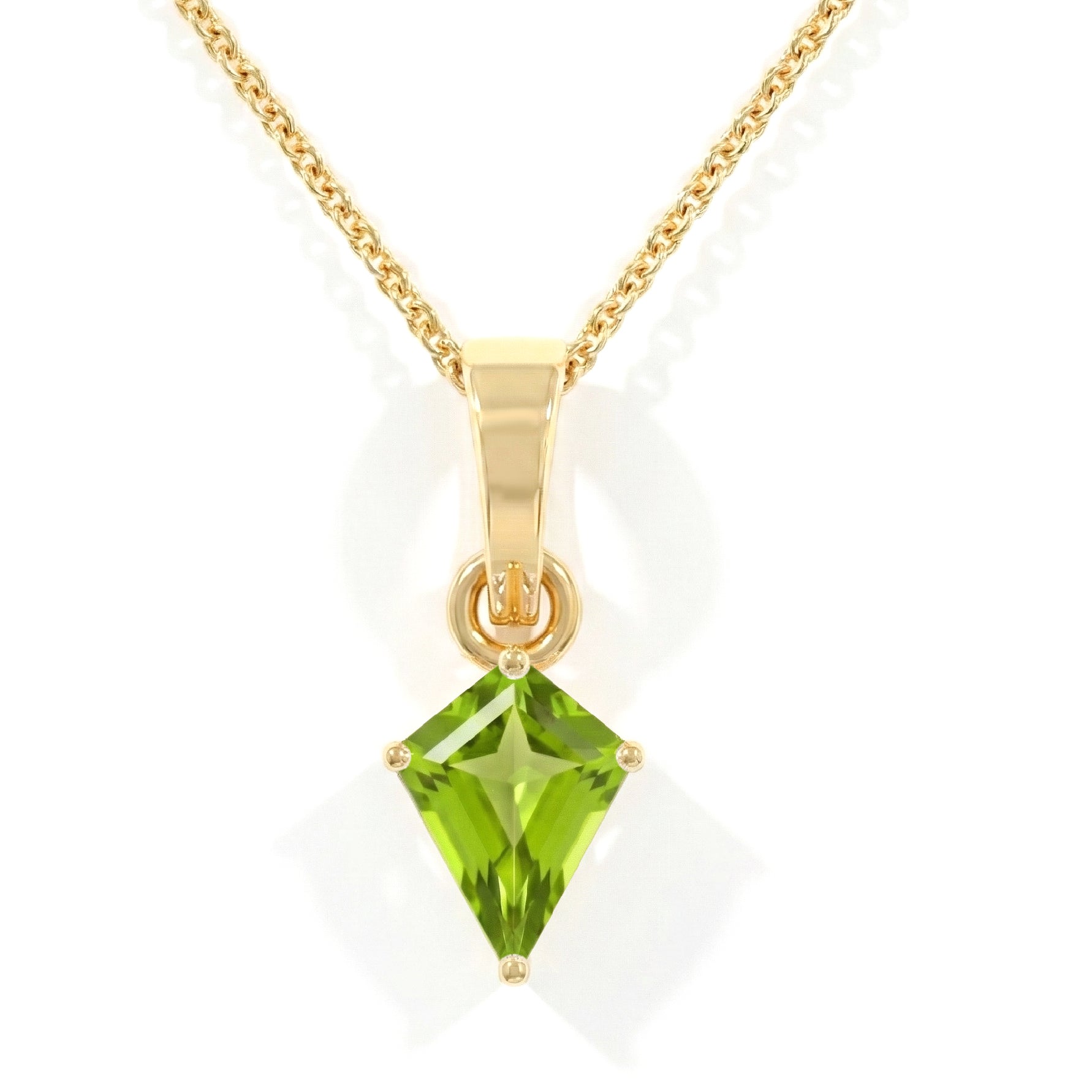 Natural Peridot Kite Solitaire Pendant Necklace in 925 Sterling Silver 1.4ct