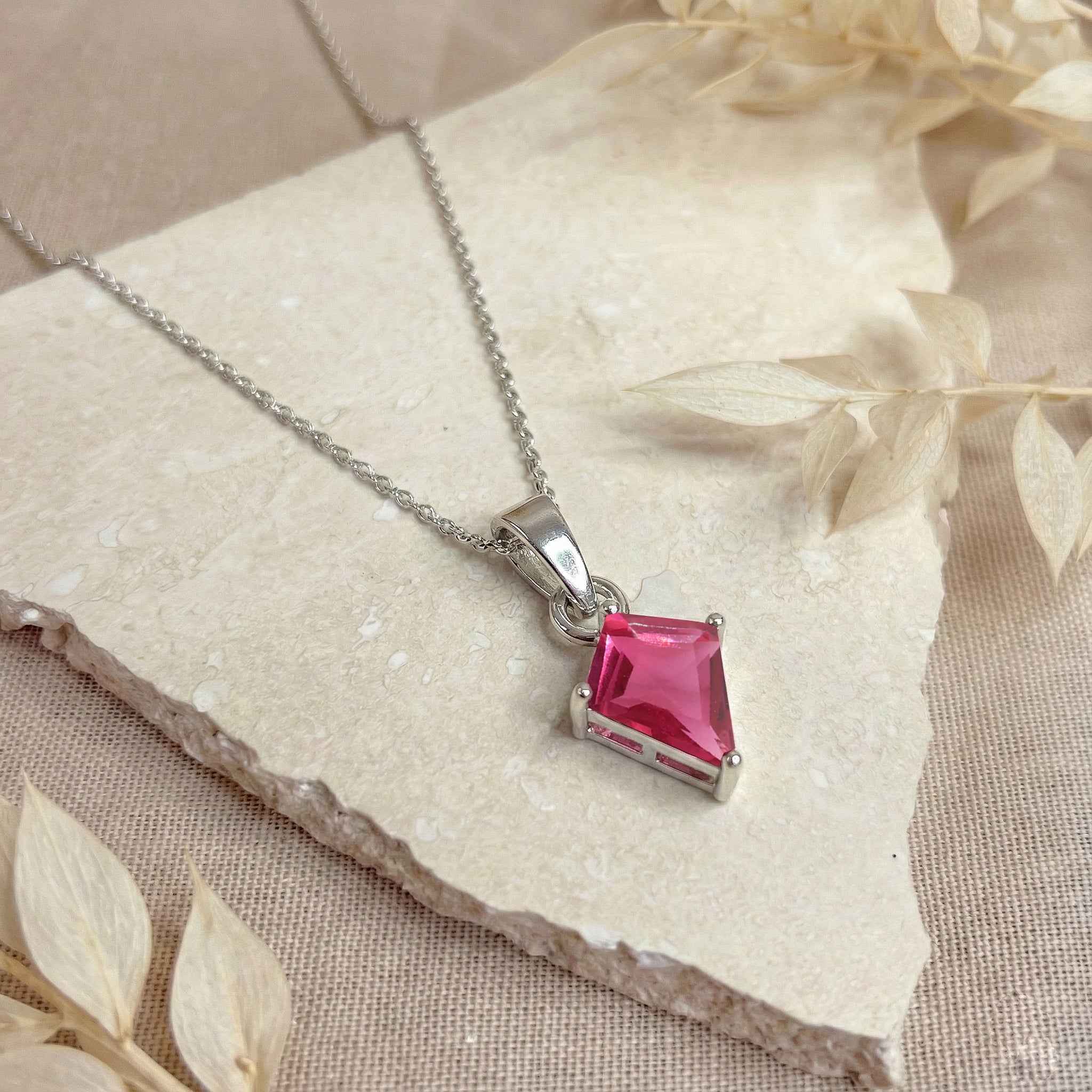 Pink Tourmaline Kite Solitaire Pendant Necklace in 925 Sterling Silver 1.4ct