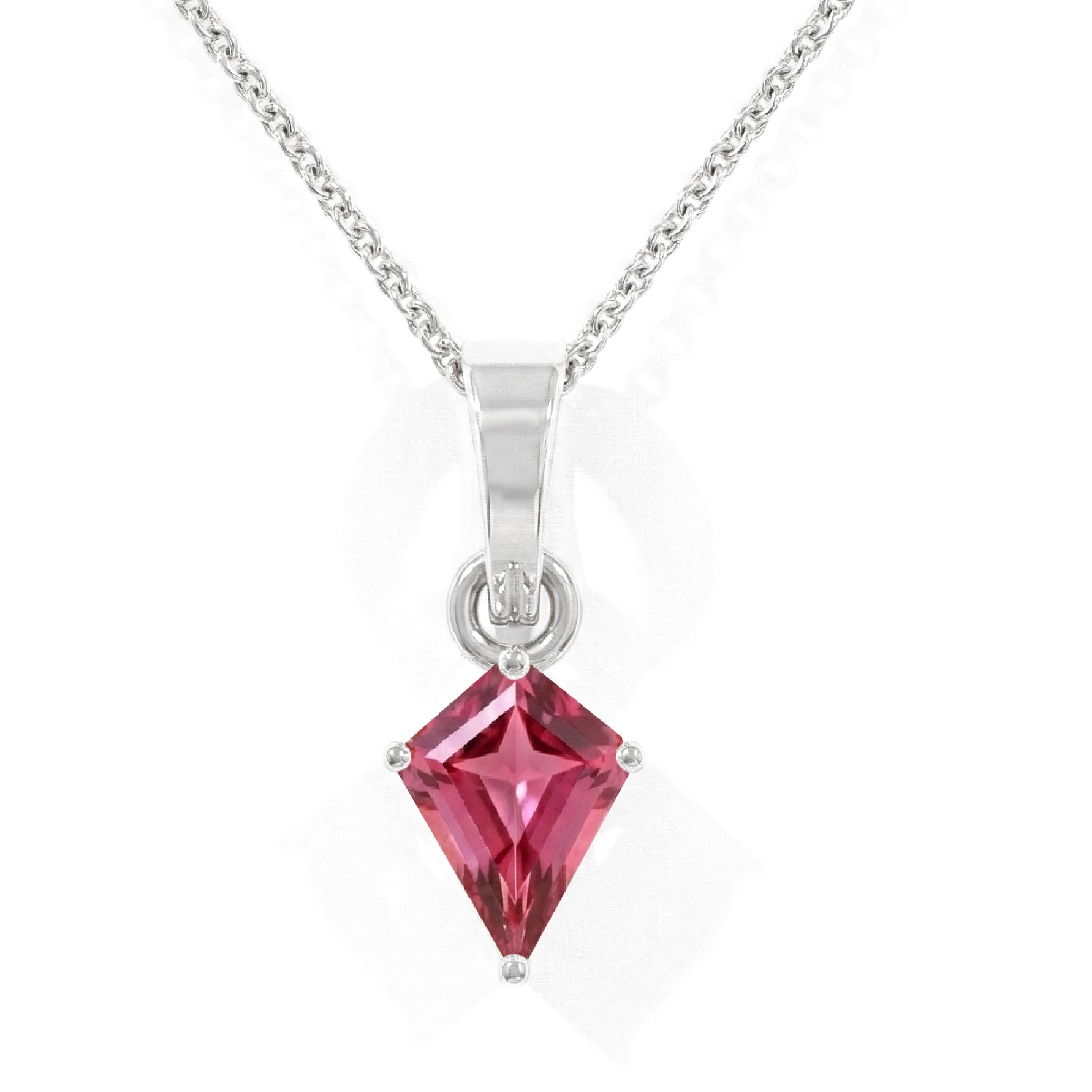 Pink Tourmaline Kite Solitaire Pendant Necklace in 925 Sterling Silver 1.4ct