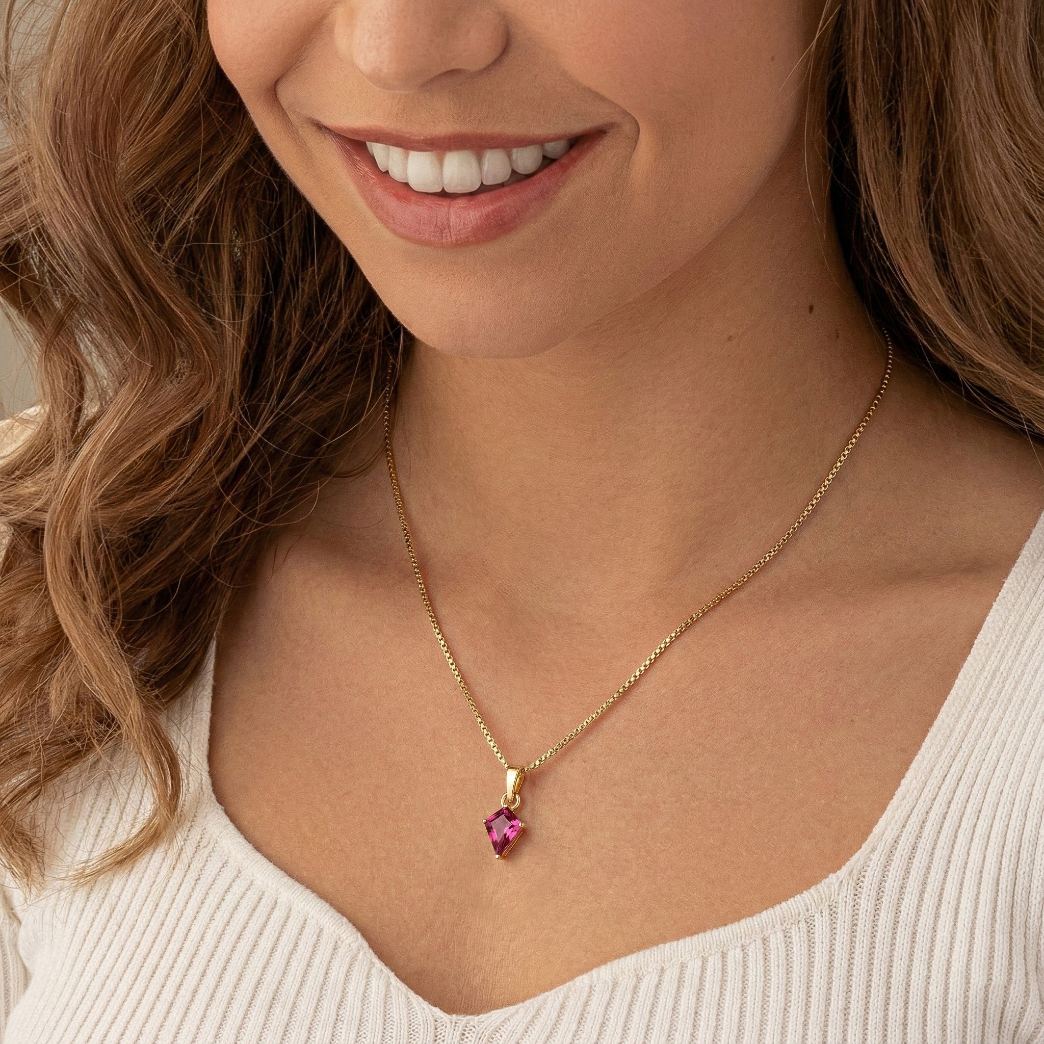 Pink Tourmaline Kite Solitaire Pendant Necklace in 925 Sterling Silver 1.4ct
