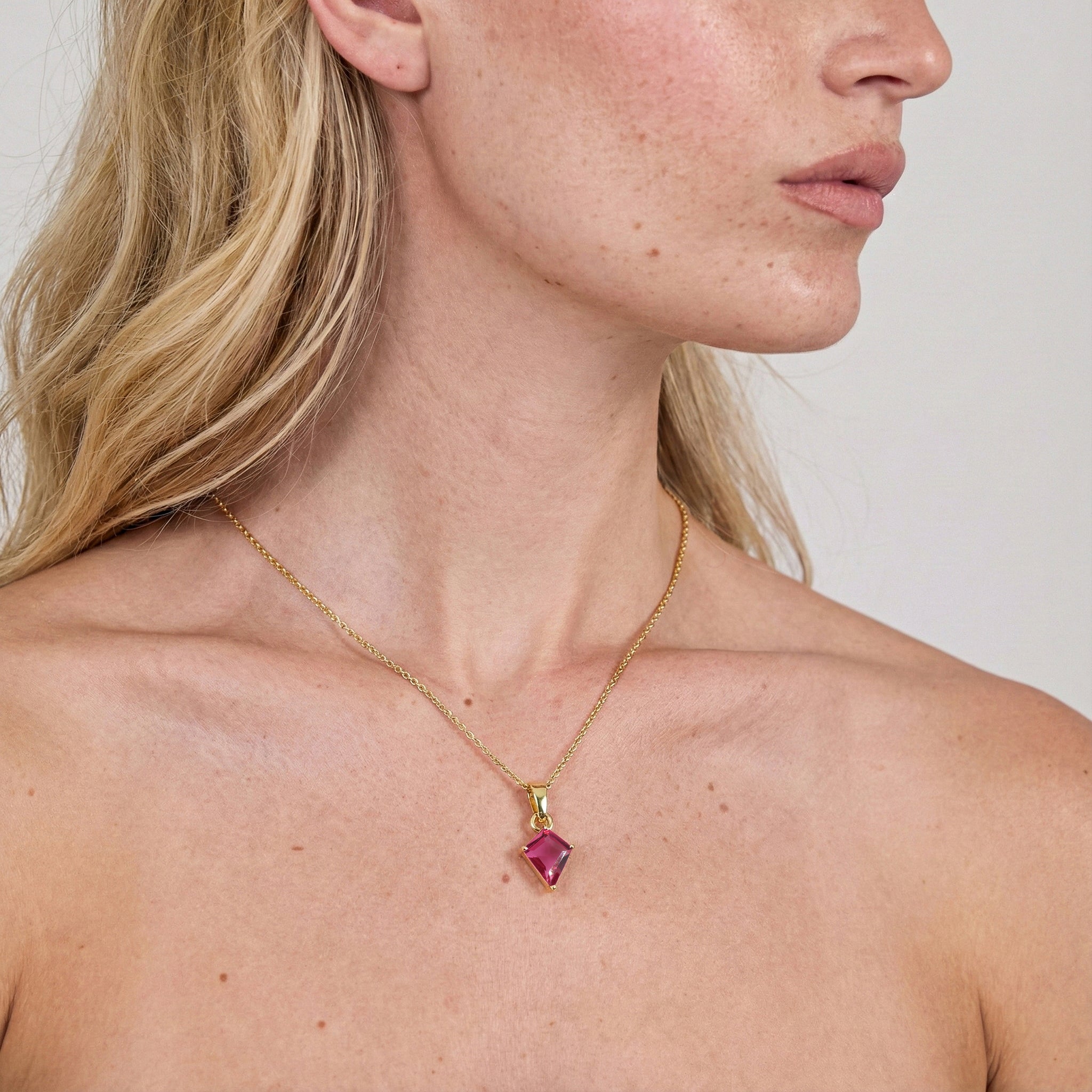 Pink Tourmaline Kite Solitaire Pendant Necklace in 925 Sterling Silver 1.4ct