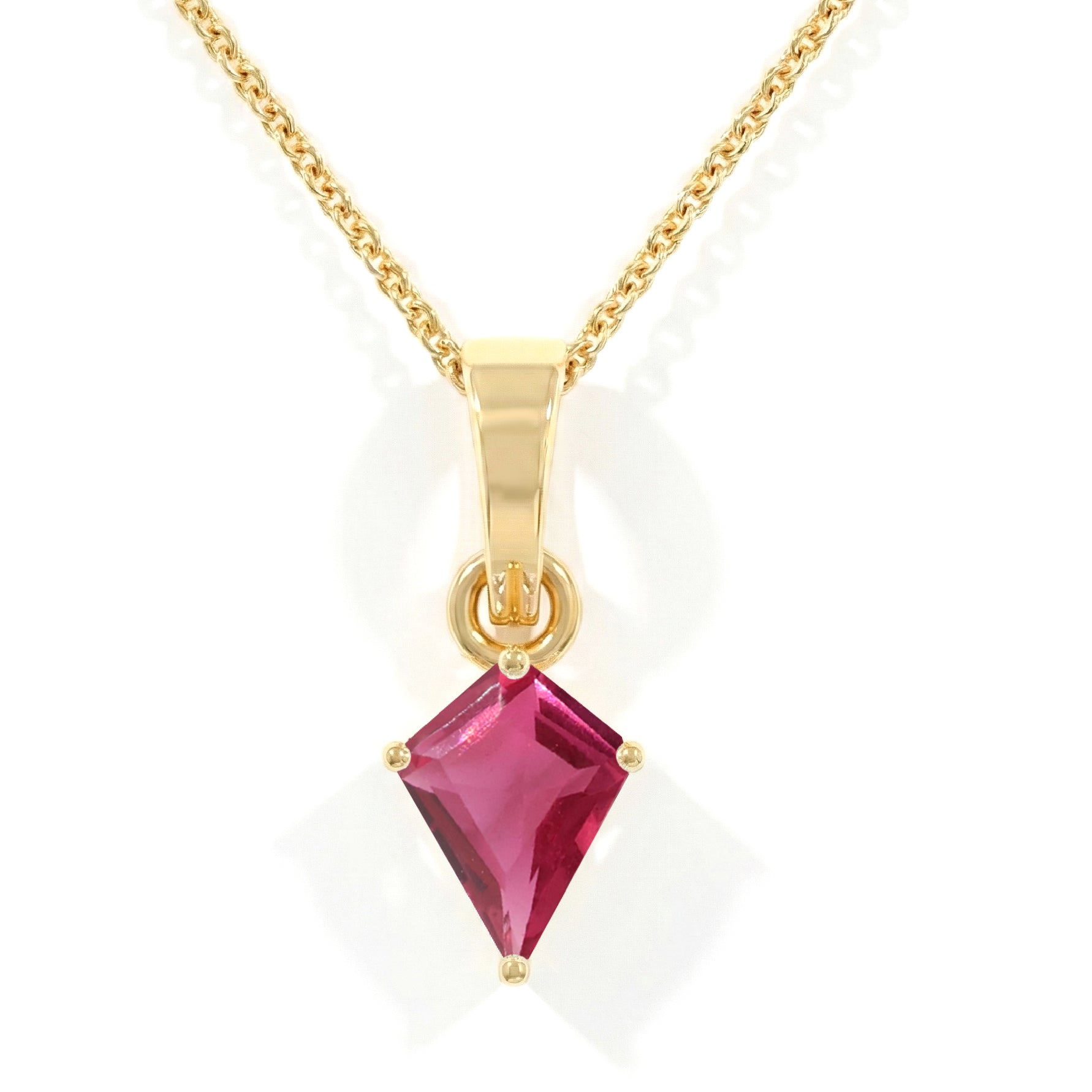Pink Tourmaline Kite Solitaire Pendant Necklace in 925 Sterling Silver 1.4ct