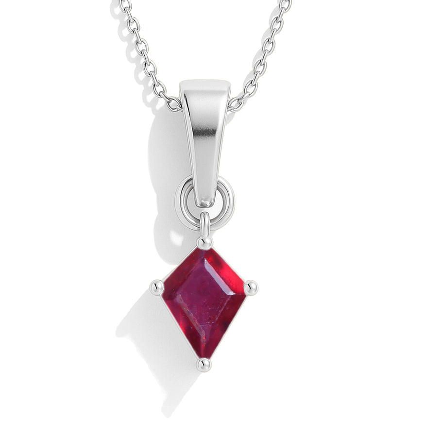 Ruby Kite Solitaire Pendant Necklace in 925 Sterling Silver 7x9mm Stone 1.40ct