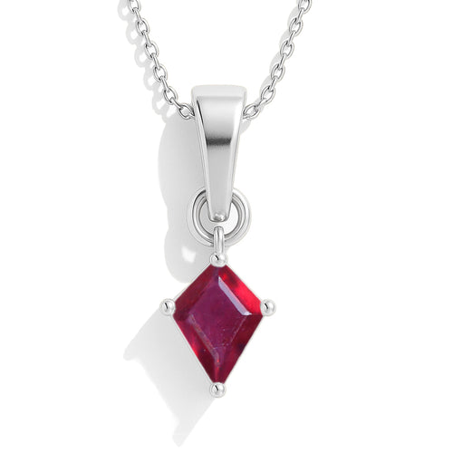 Ruby Kite Solitaire Pendant Necklace in 925 Sterling Silver 7x9mm Stone 1.40ct