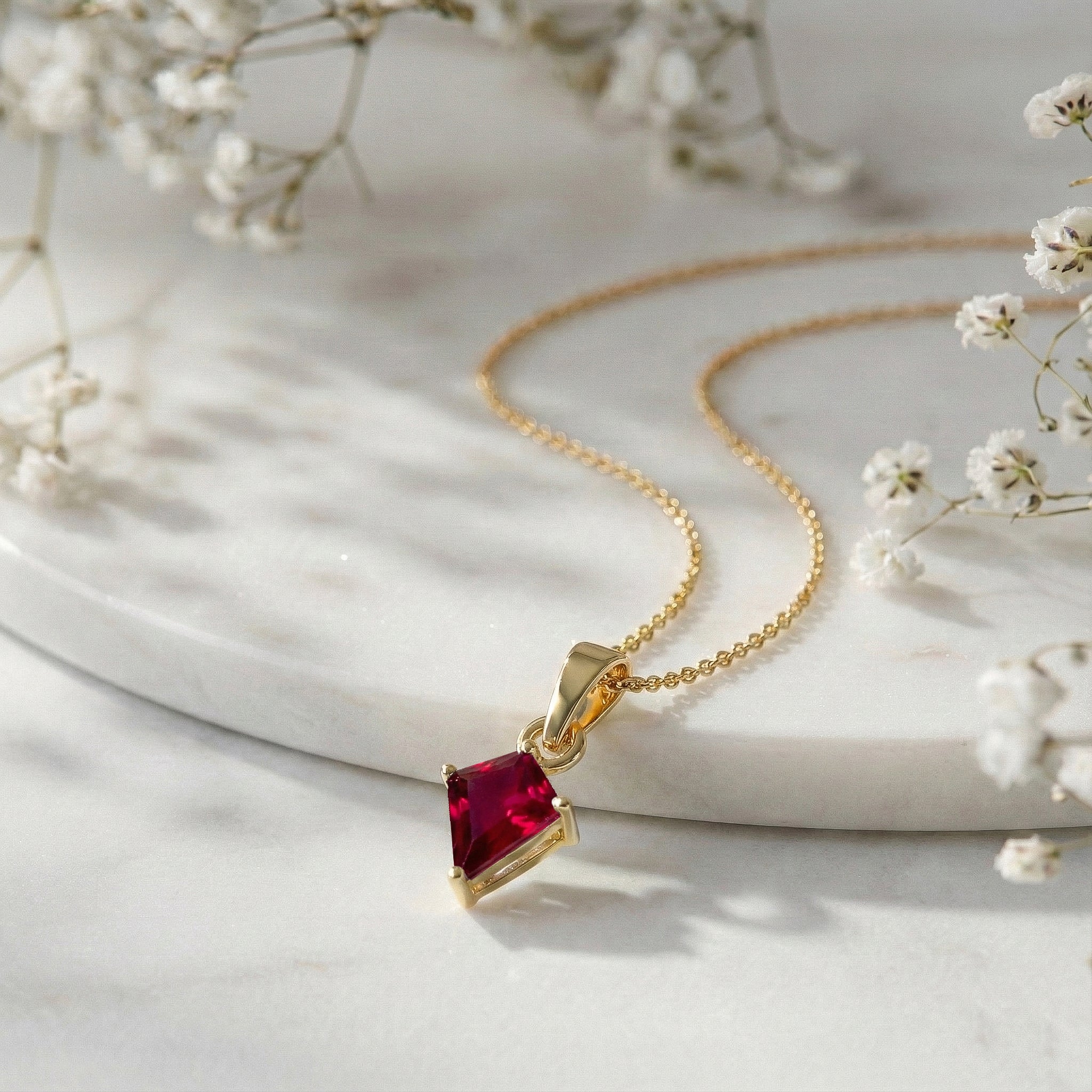 Ruby Kite Solitaire Pendant Necklace in 925 Sterling Silver 1.4ct