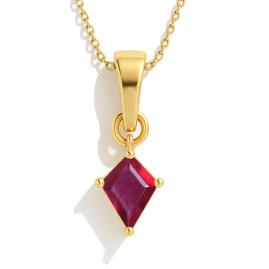Ruby Kite Pendant Necklace in 925 Sterling Silver 7x9mm Stone 1.40ct