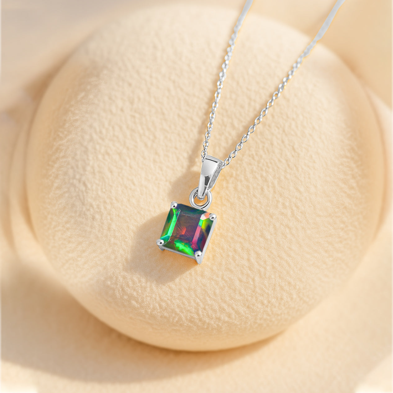 Octagon Black Opal Pendant Necklace in 925 Sterling Silver 7mm Stone 1.20ct