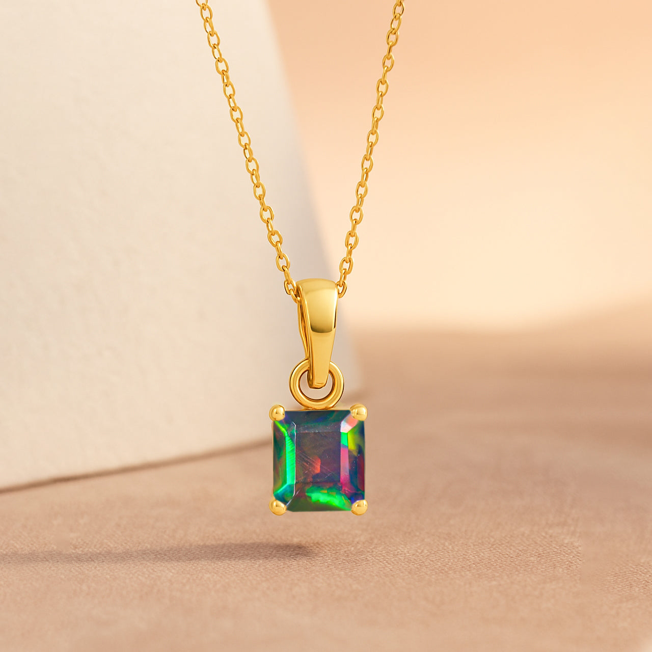 Octagon Black Opal Pendant Necklace in 925 Sterling Silver 7mm Stone 1.20ct