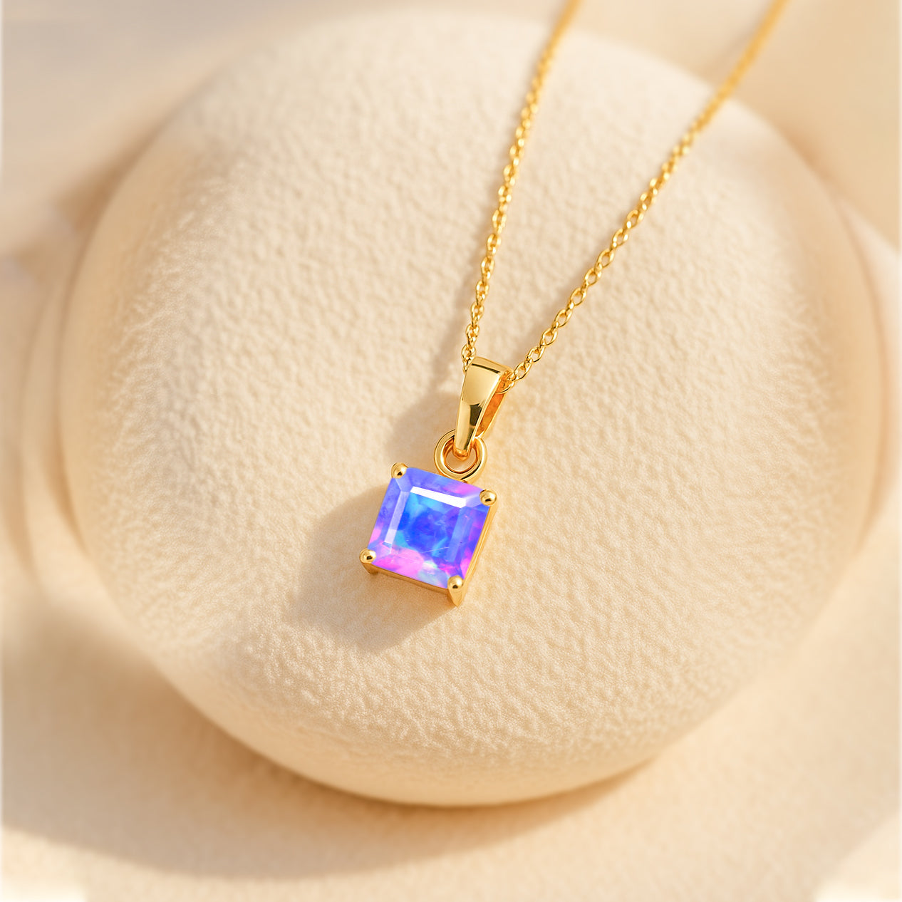 Octagon Lavender Opal Pendant Necklace in 925 Sterling Silver 7mm Stone 1.20ct
