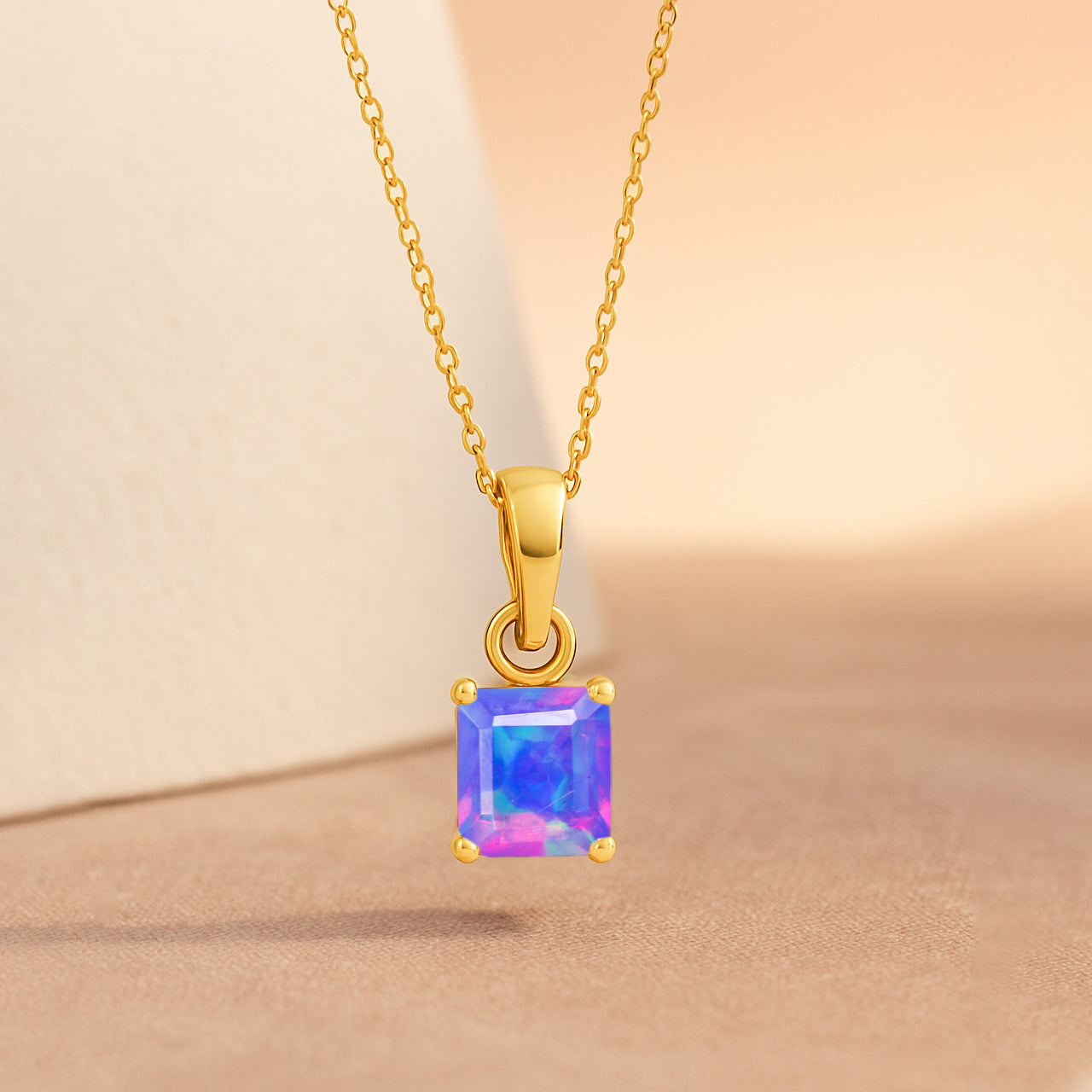 Octagon Lavender Opal Pendant Necklace in 925 Sterling Silver 7mm Stone 1.20ct