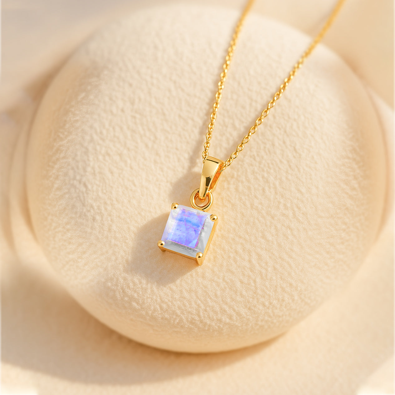 Octagon Moonstone Pendant Necklace in 925 Sterling Silver 7mm Stone 1.50ct