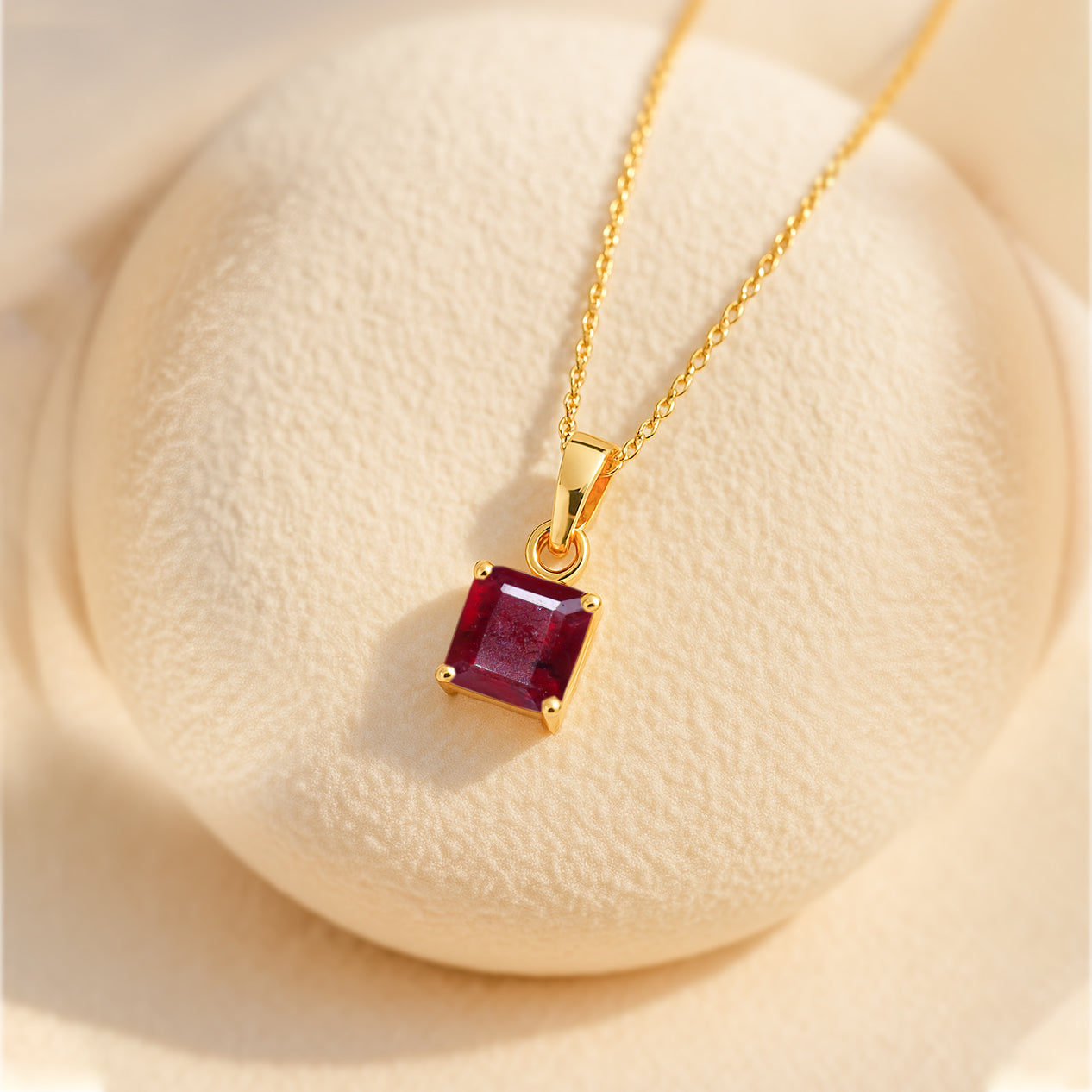 Octagon Ruby Pendant Necklace in 925 Sterling Silver 7mm Stone 1.50ct