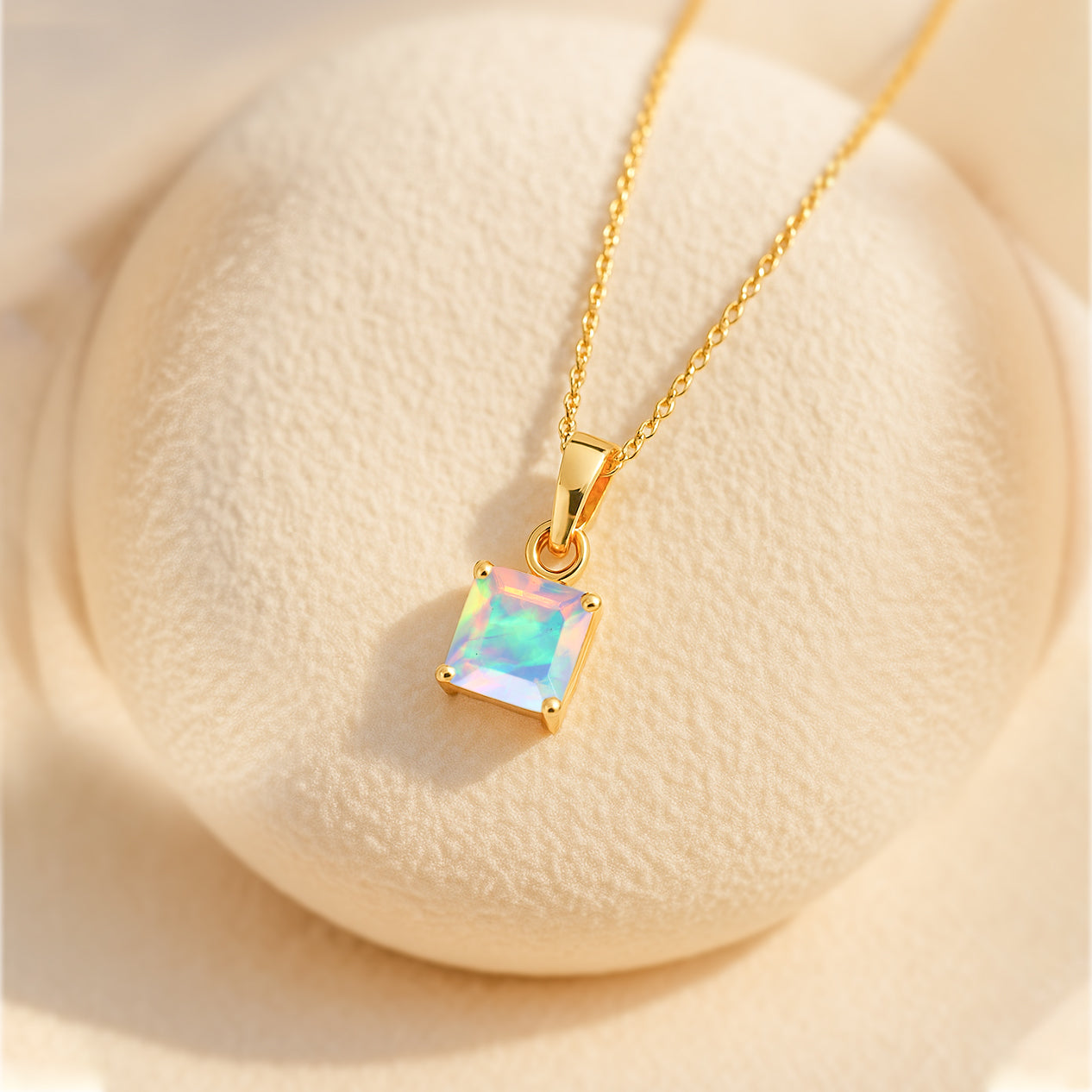 Octagon White Opal Pendant Necklace in 925 Sterling Silver 7mm Stone 1.20ct