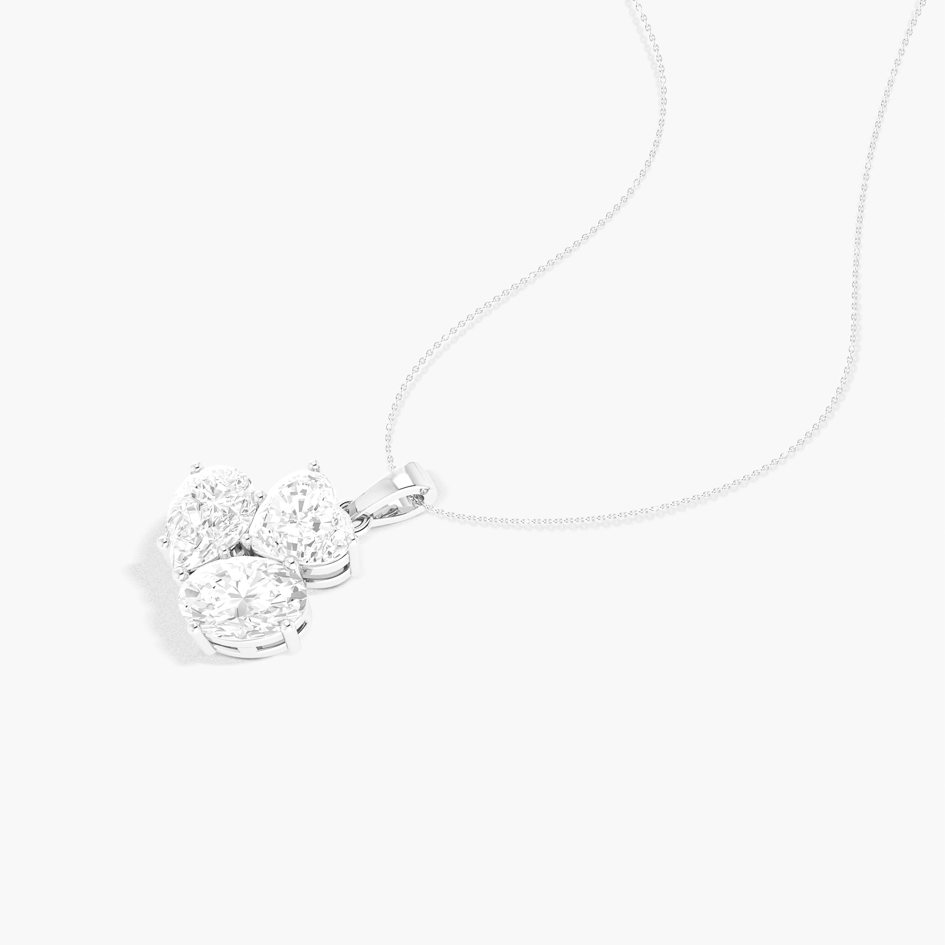 Cubic Zirconia 3 Stone Heart Pendant Necklace in 925 Sterling Silver 1.65ct