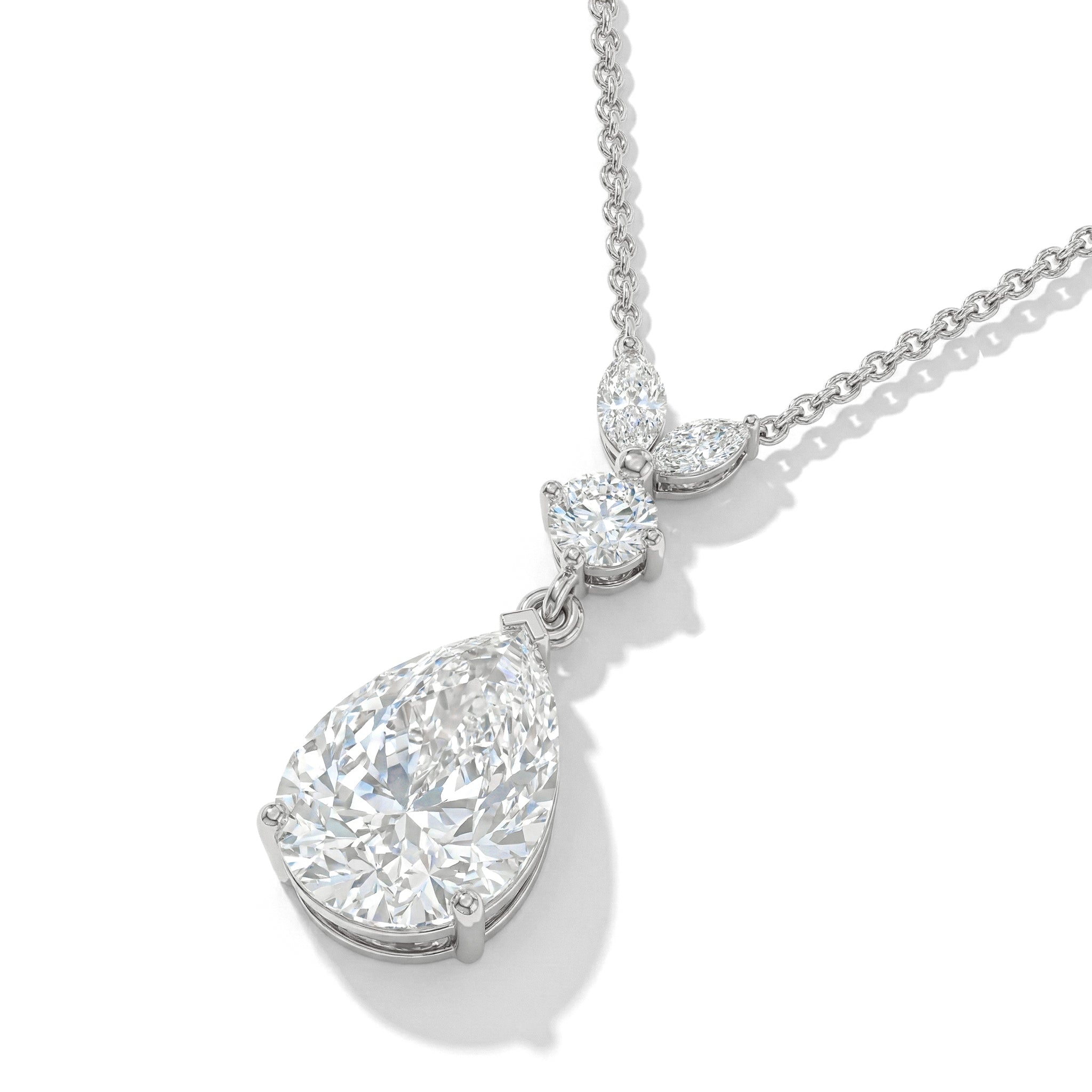 Cubic Zirconia Pear Teardrop Pendant Necklace in 925 Sterling Silver 1.7ct