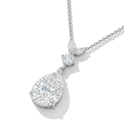 Cubic Zirconia Pear Teardrop Pendant Necklace in 925 Sterling Silver 1.7ct