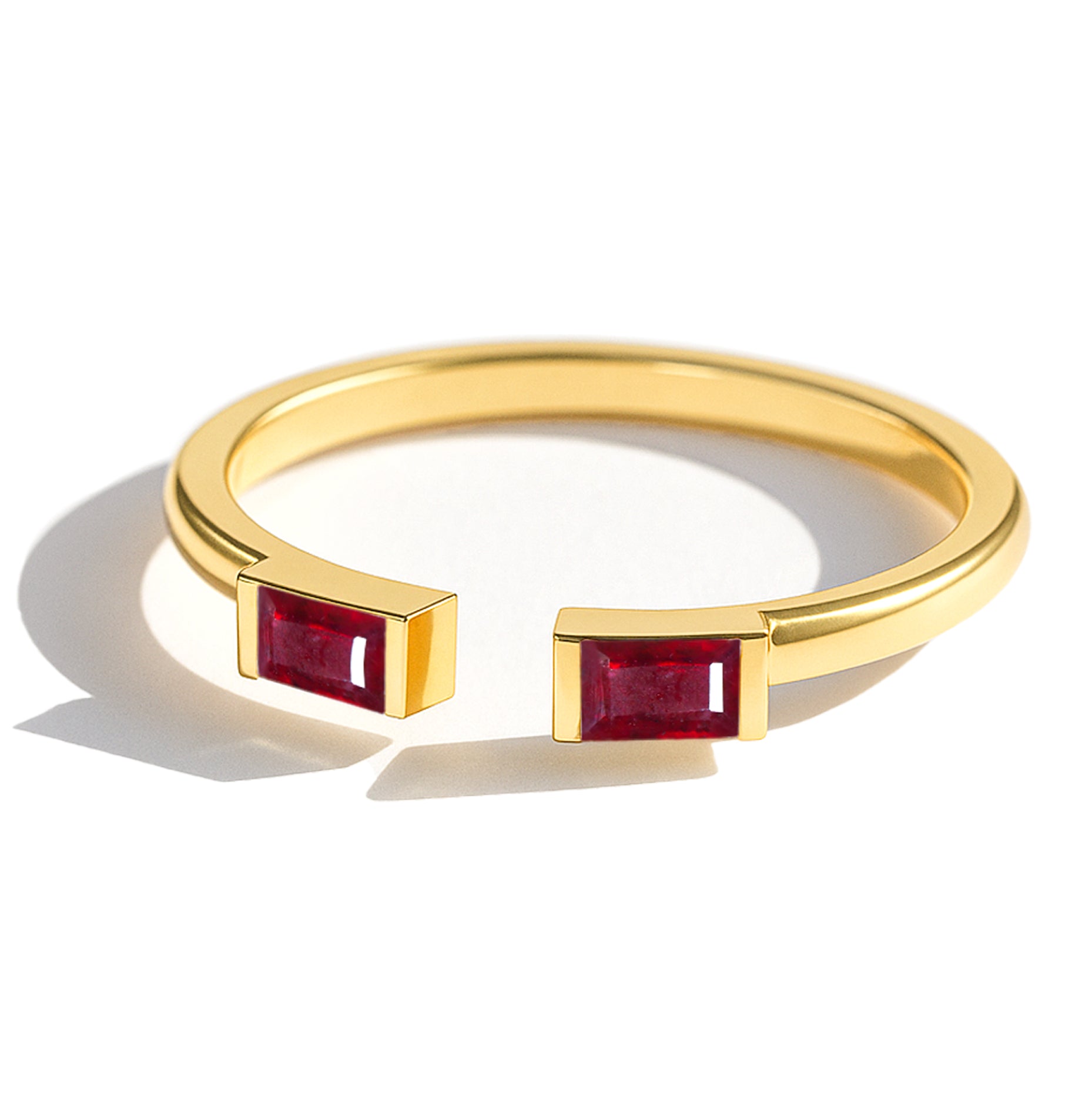 Natural Ruby Baguette Open Ring in 925 Sterling Silver 5x2mm 0.80ct
