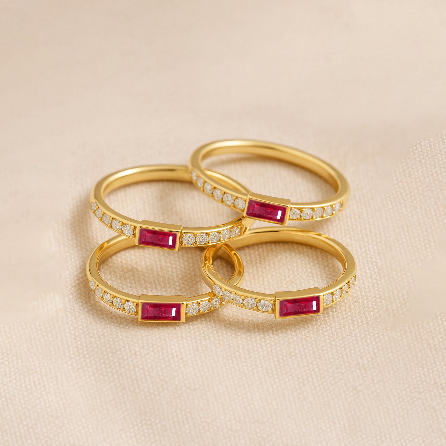 925 Sterling Silver Ruby Baguette Solitaire Ring with 4x2mm Stone 0.30ct