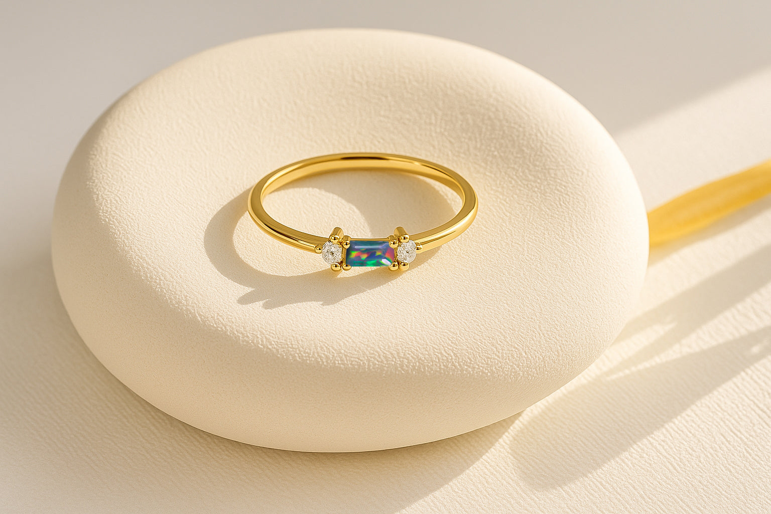 925 Sterling Silver Black Opal Baguette Solitaire Ring with 4x2mm Stone 0.20ct