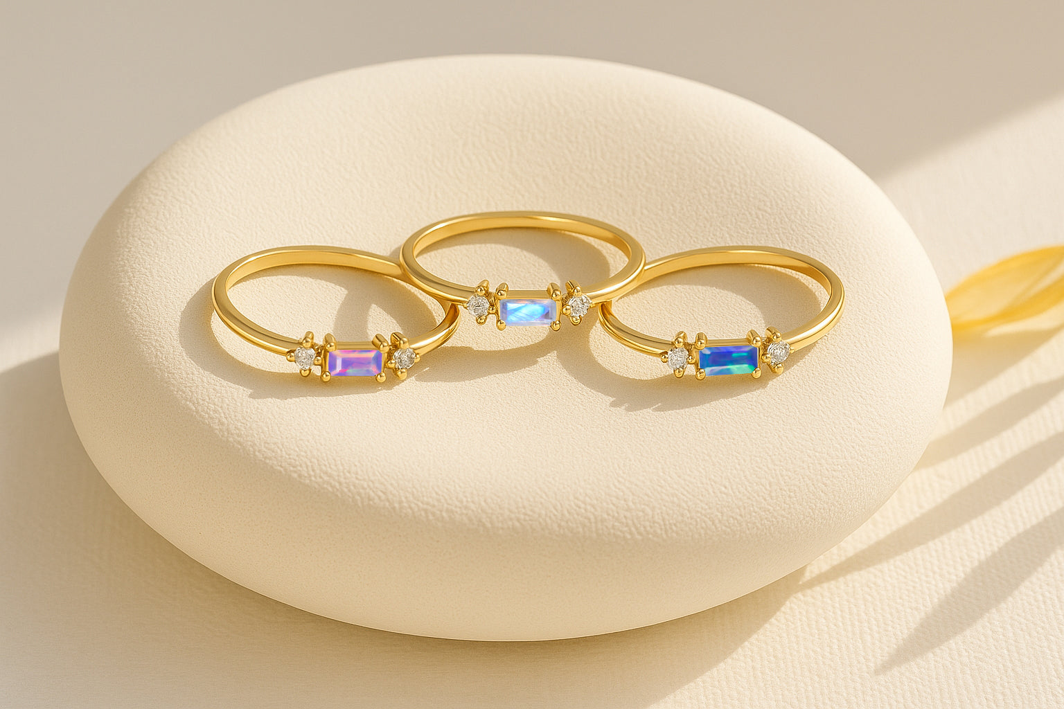 925 Sterling Silver Lavender Opal Baguette Solitaire Ring with 4x2mm Stone 0.20ct