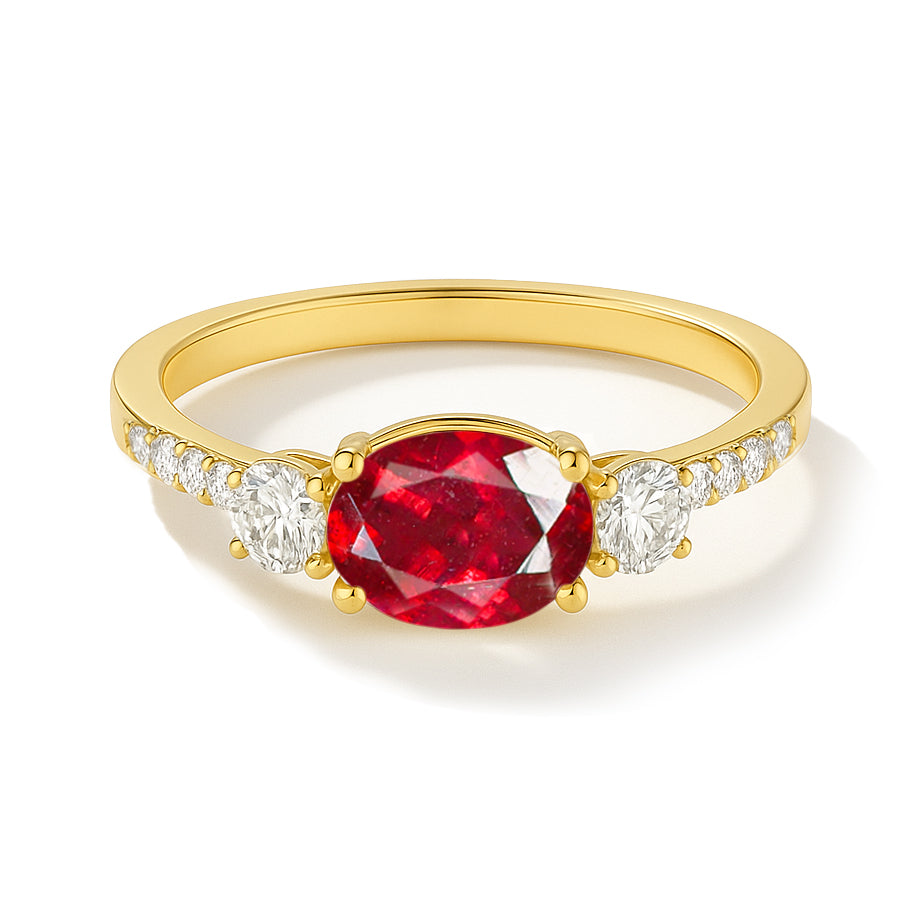 Statement Birthstone Ring with Natural Ruby Faceted Stone