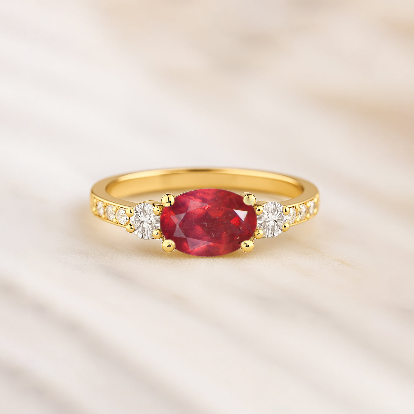 Statement Birthstone Ring with Natural Ruby Faceted Stone