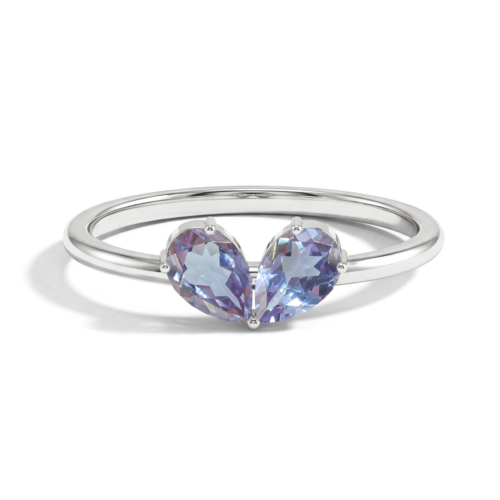 Vintage Alexandrite Pear Engagement Ring in Handcrafted Sterling Silver Promise Ring for Women