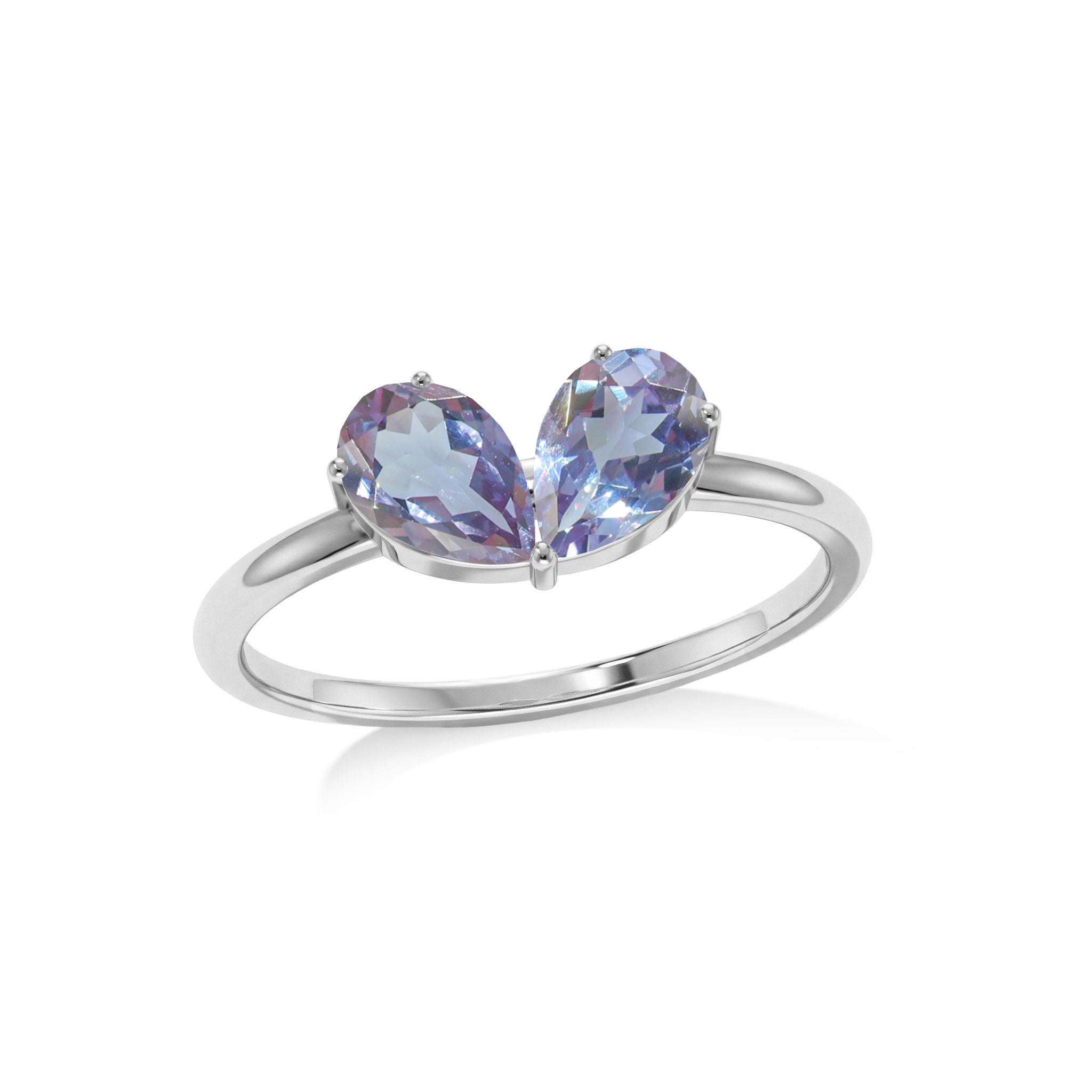 Vintage Alexandrite Pear Engagement Ring in Handcrafted Sterling Silver Promise Ring for Women