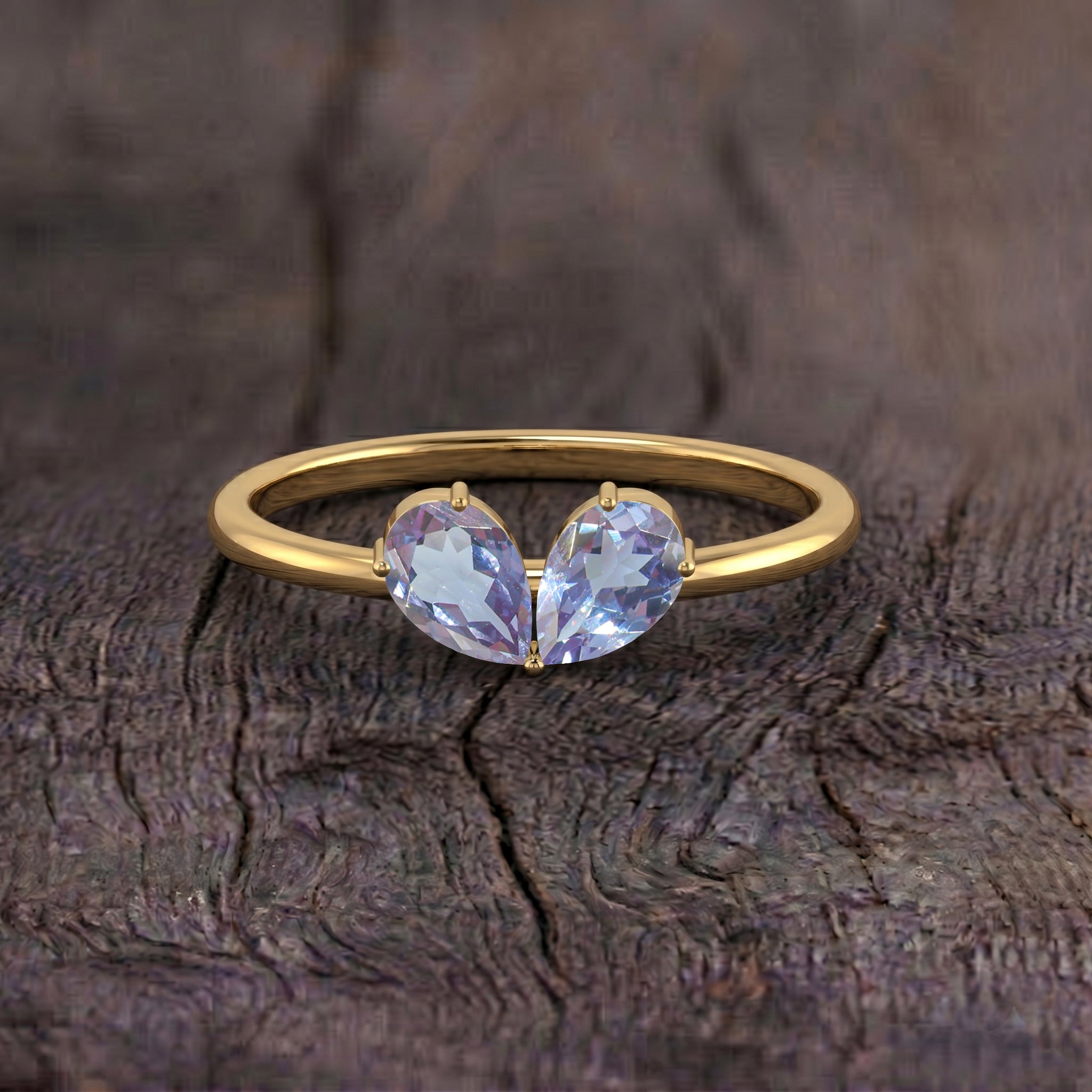 Vintage Alexandrite Pear Engagement Ring in Handcrafted Sterling Silver Promise Ring for Women